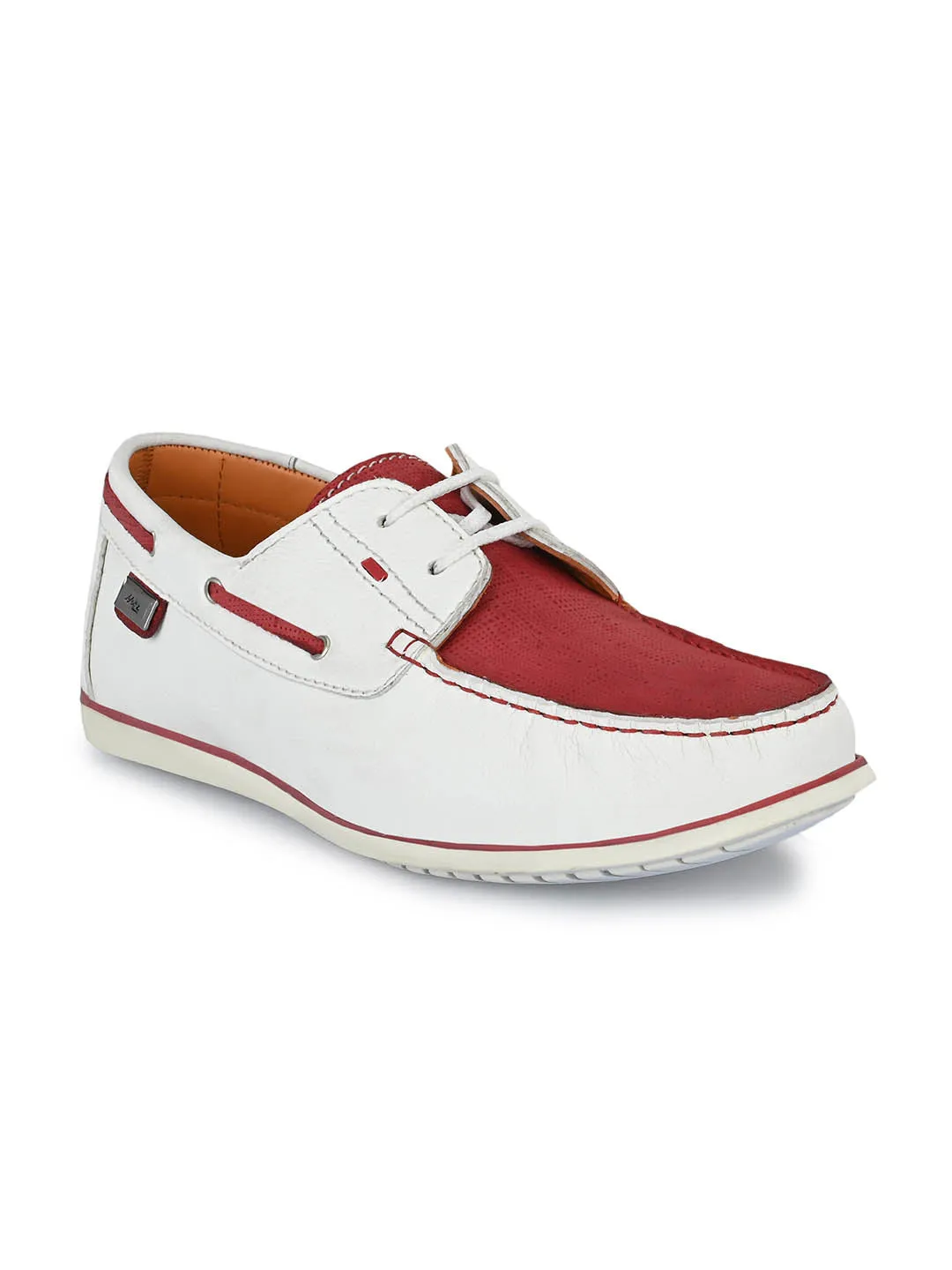 Chaussures bateau en cuir blanc pour hommes Hitz à lacets