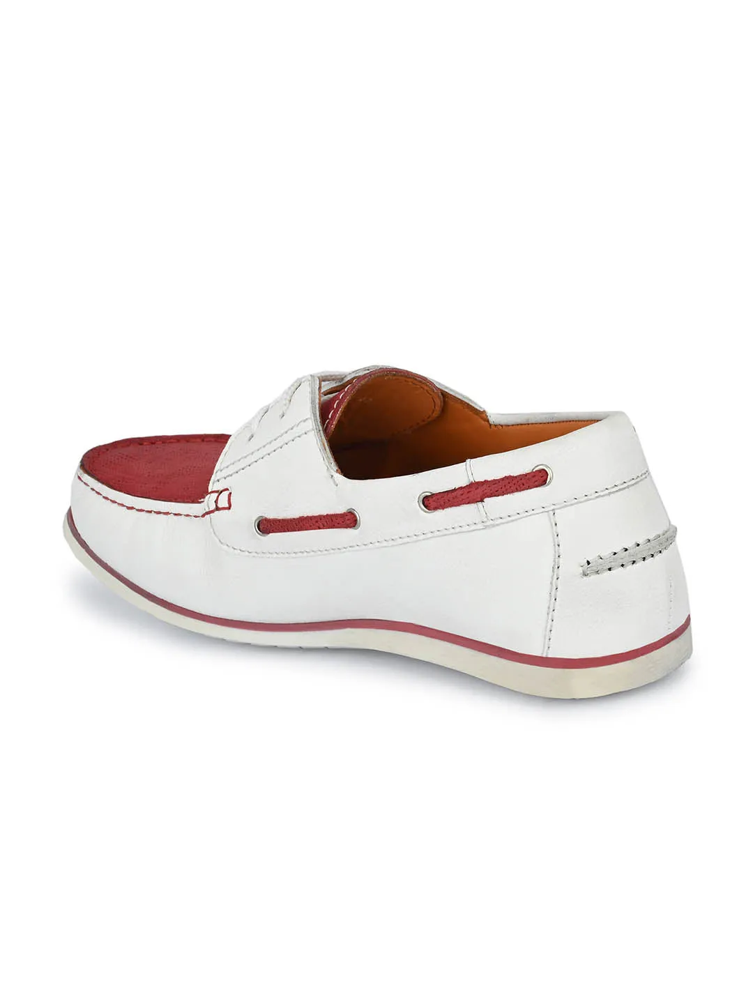 Chaussures bateau en cuir blanc pour hommes Hitz à lacets