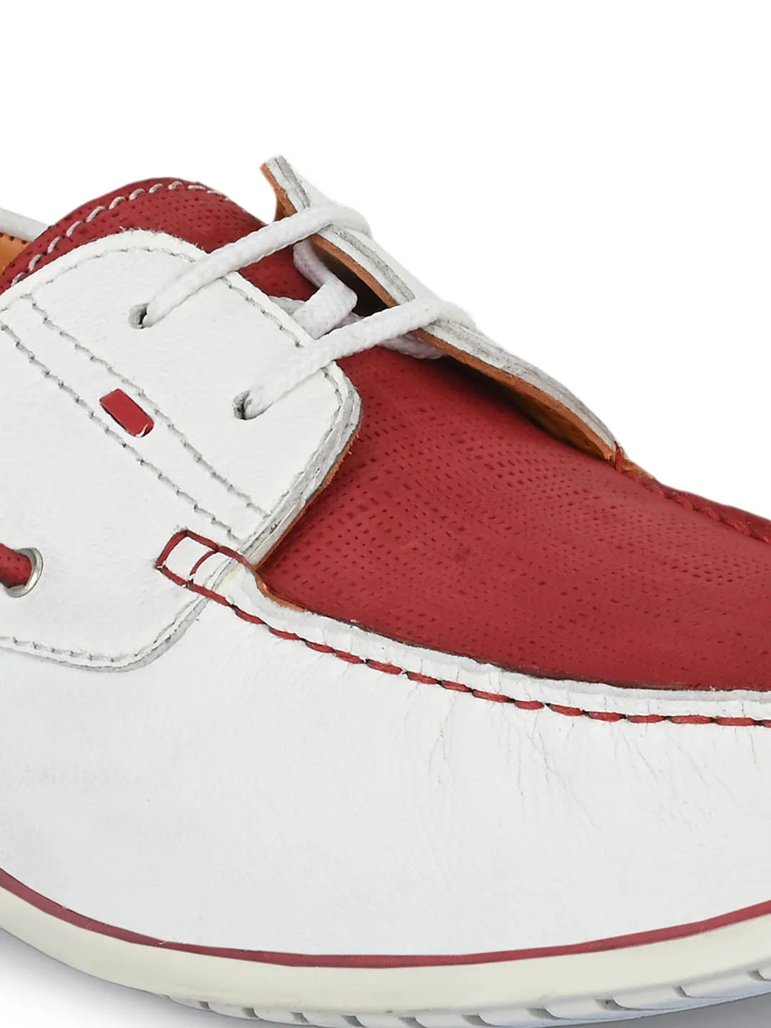 Chaussures bateau en cuir blanc pour hommes Hitz à lacets
