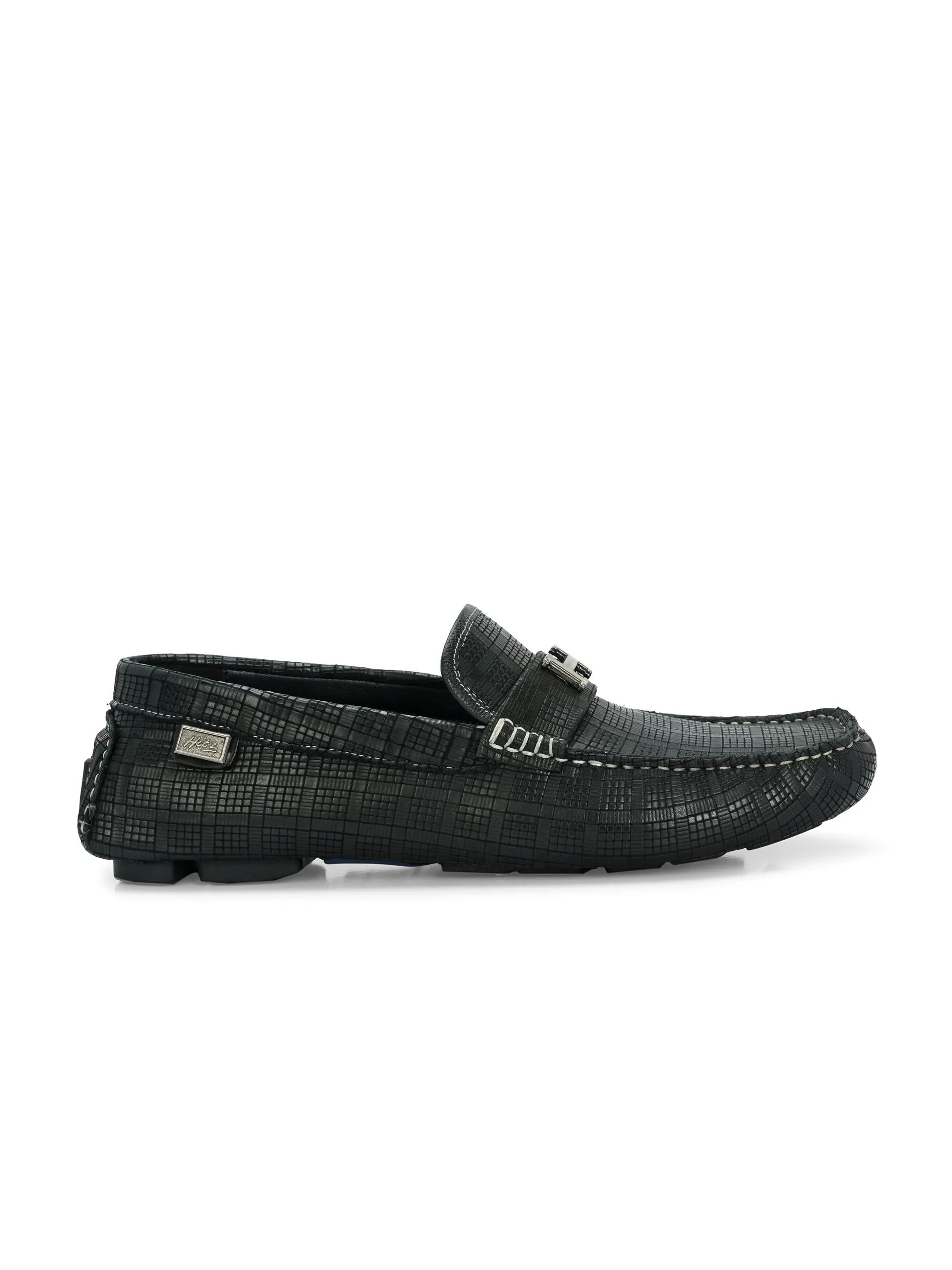 Chaussures décontractées à enfiler en cuir noir pour hommes HITZ1072