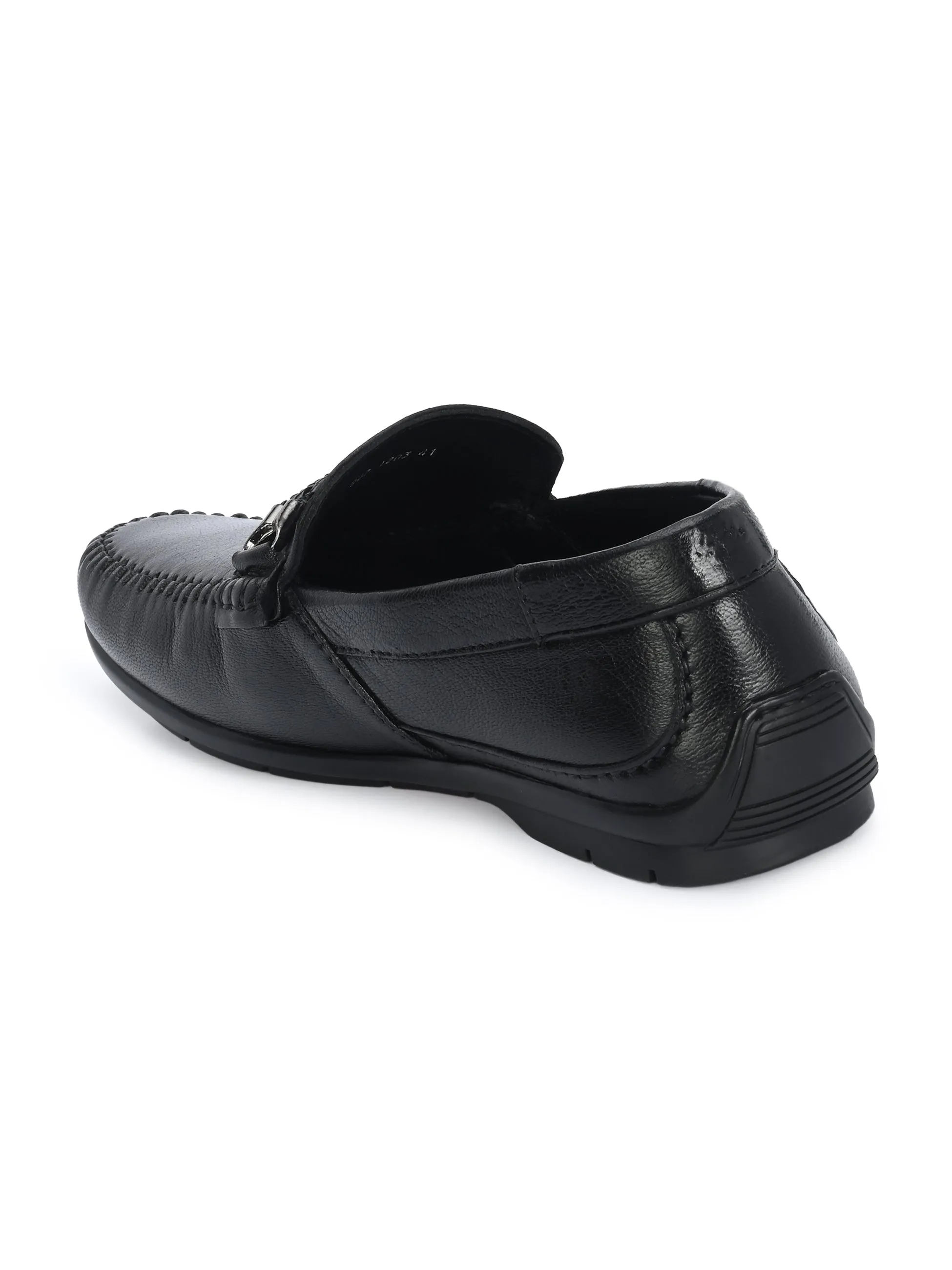 HITZ1203 Chaussures décontractées à enfiler en cuir noir pour hommes