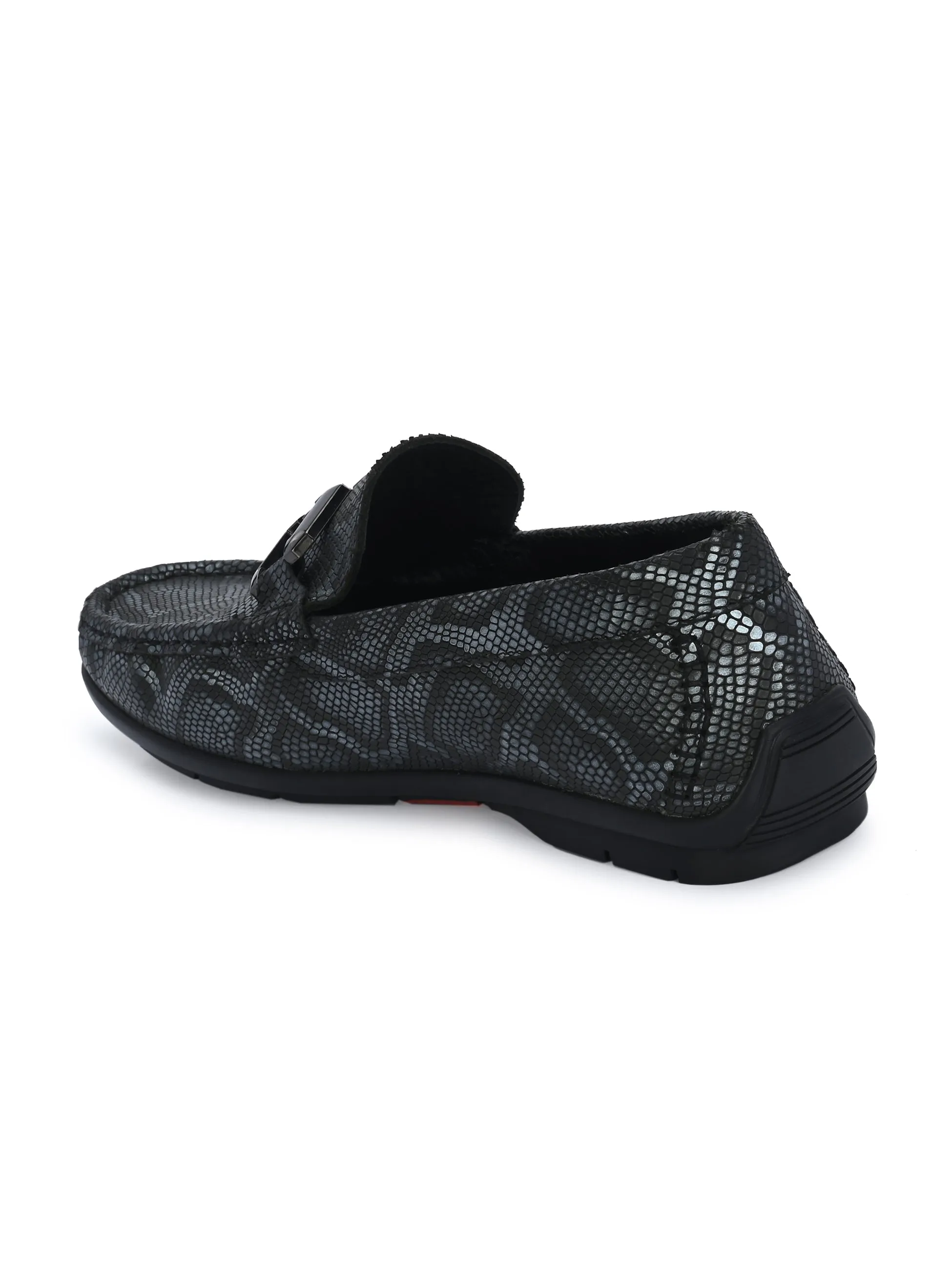 HITZ1207 Chaussures décontractées à enfiler en cuir gris pour hommes