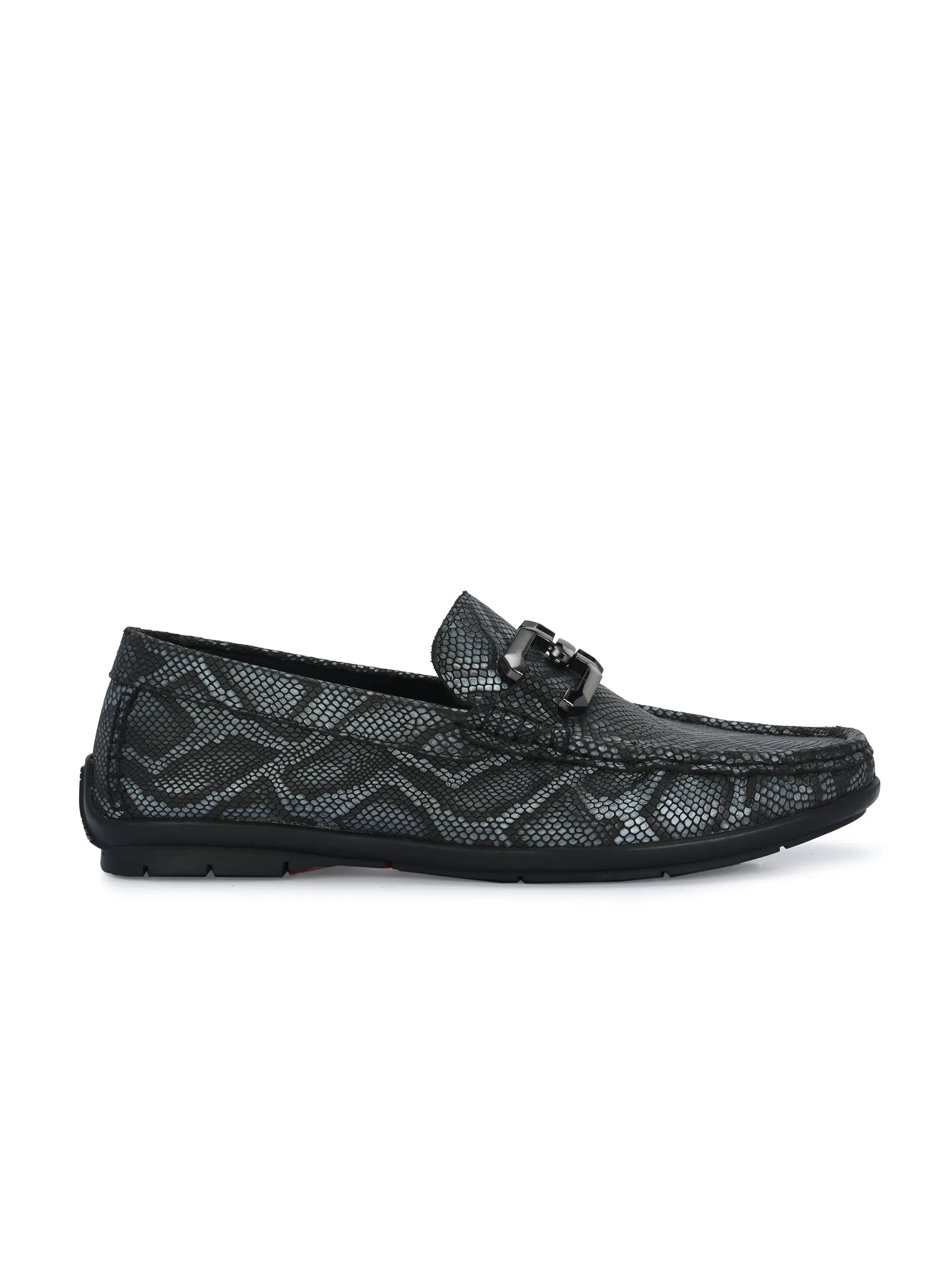HITZ1207 Chaussures décontractées à enfiler en cuir gris pour hommes