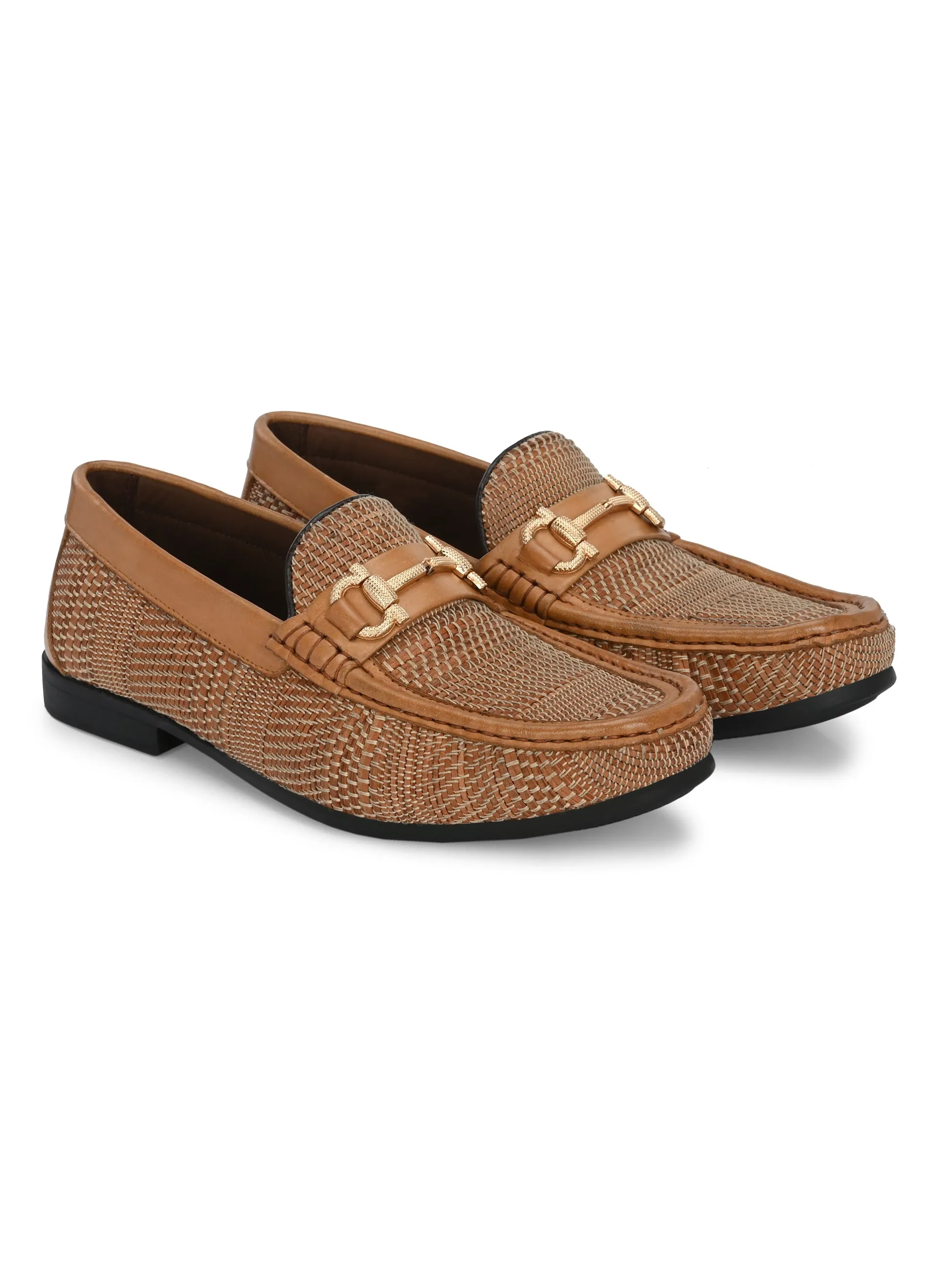 HITZ5342 - Mocassins décontractés en cuir beige pour hommes
