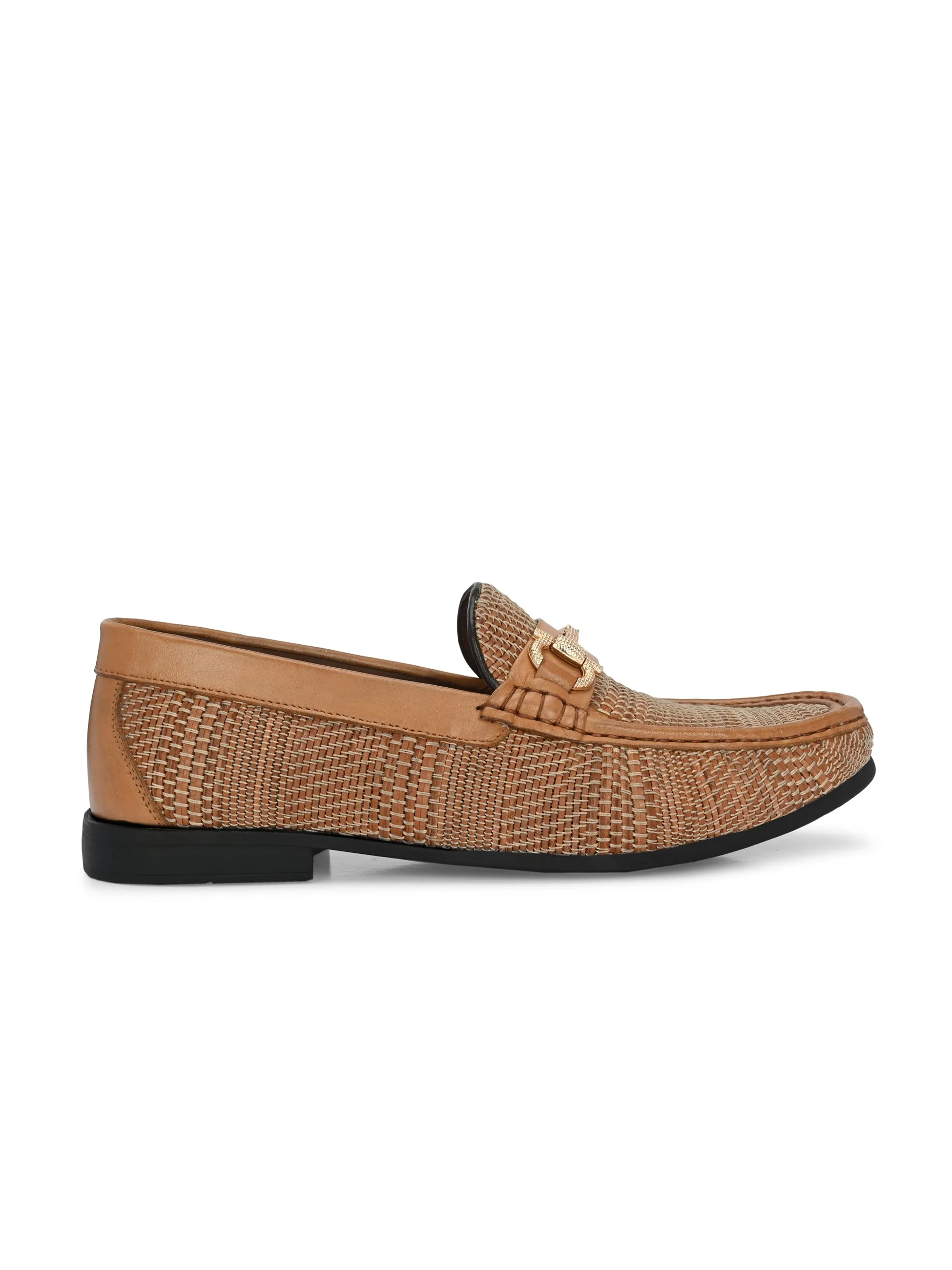 HITZ5342 - Mocassins décontractés en cuir beige pour hommes