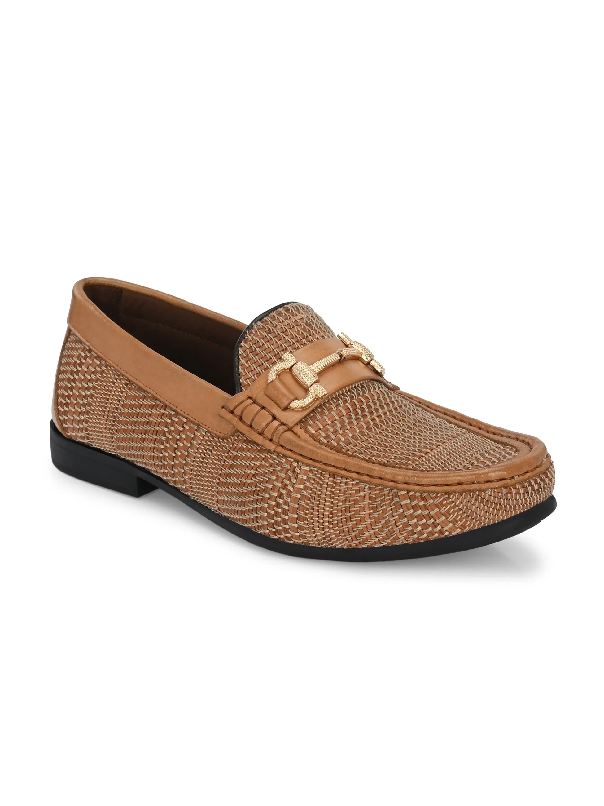 HITZ5342 - Mocassins décontractés en cuir beige pour hommes