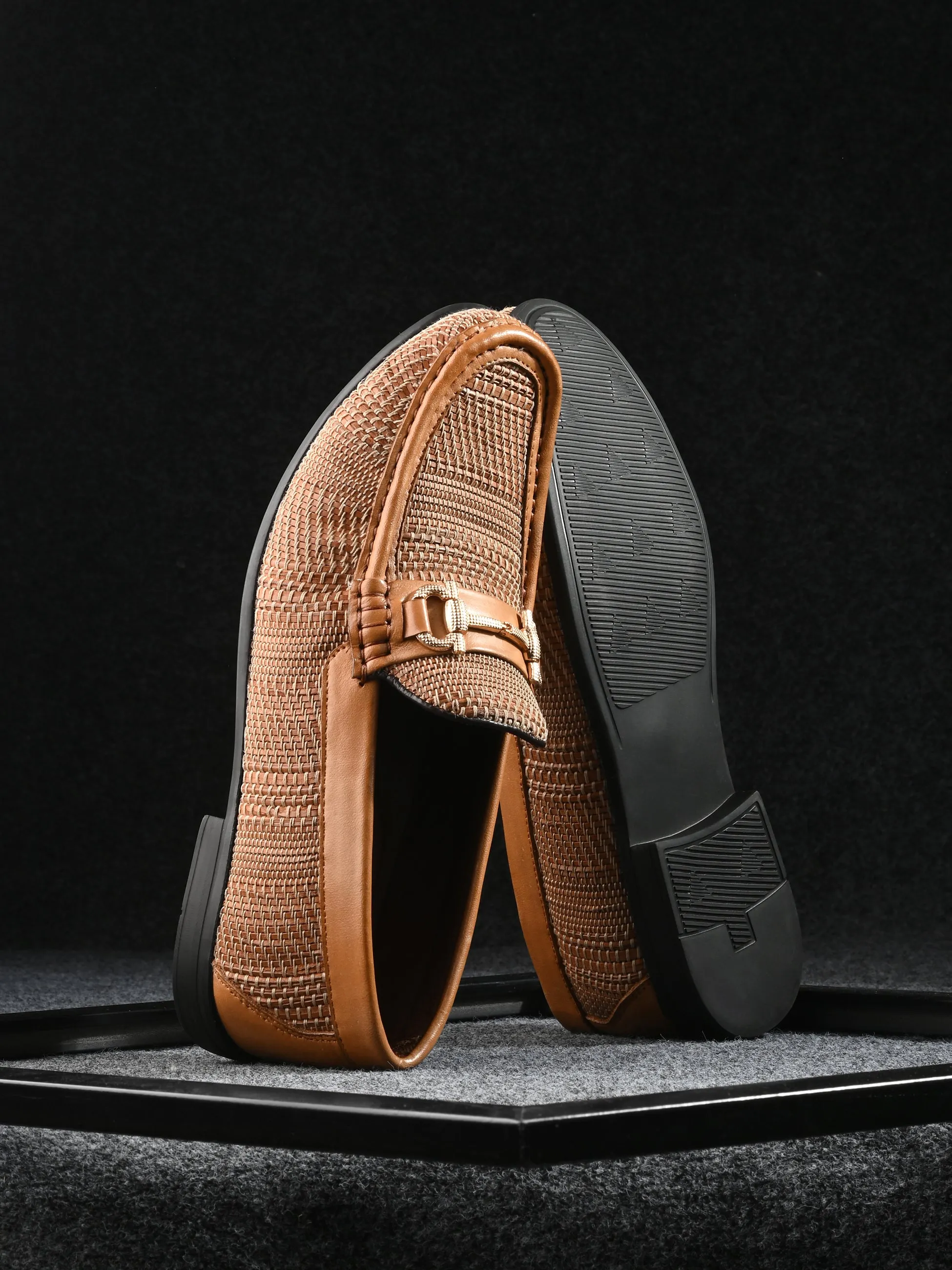 HITZ5342 - Mocassins décontractés en cuir beige pour hommes