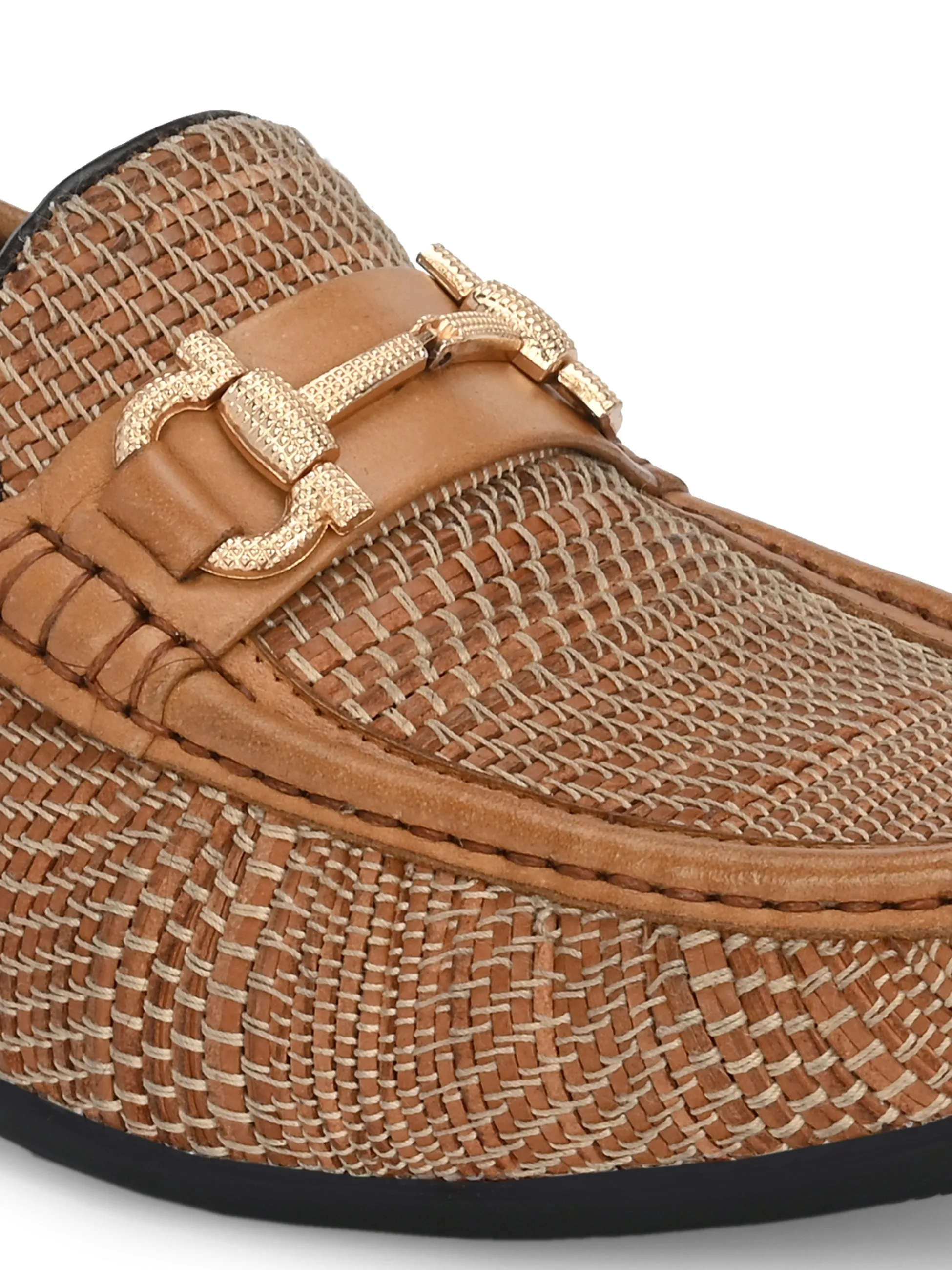 HITZ5342 - Mocassins décontractés en cuir beige pour hommes