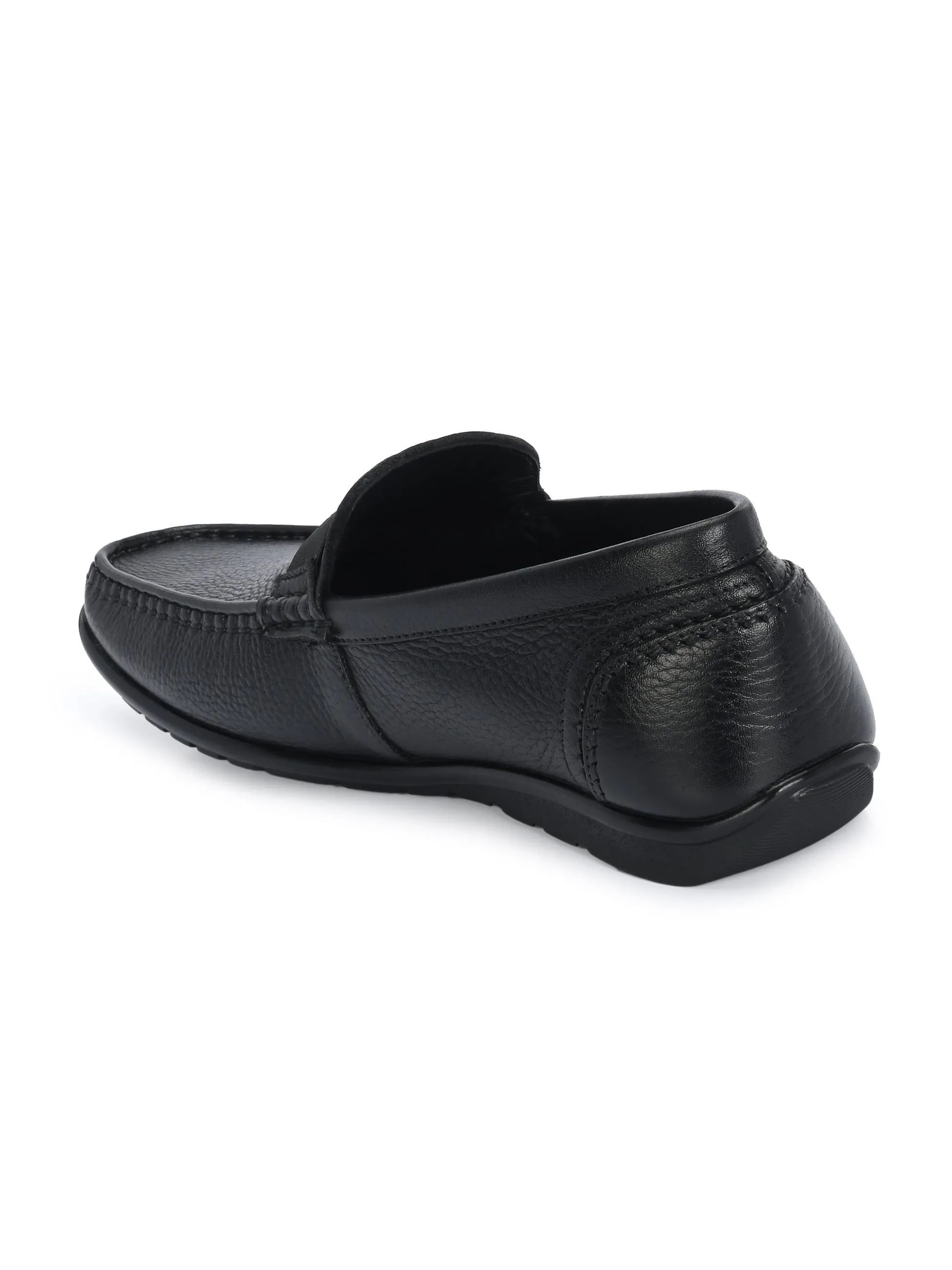 HITZJ_1 Mocassins décontractés en cuir noir pour hommes