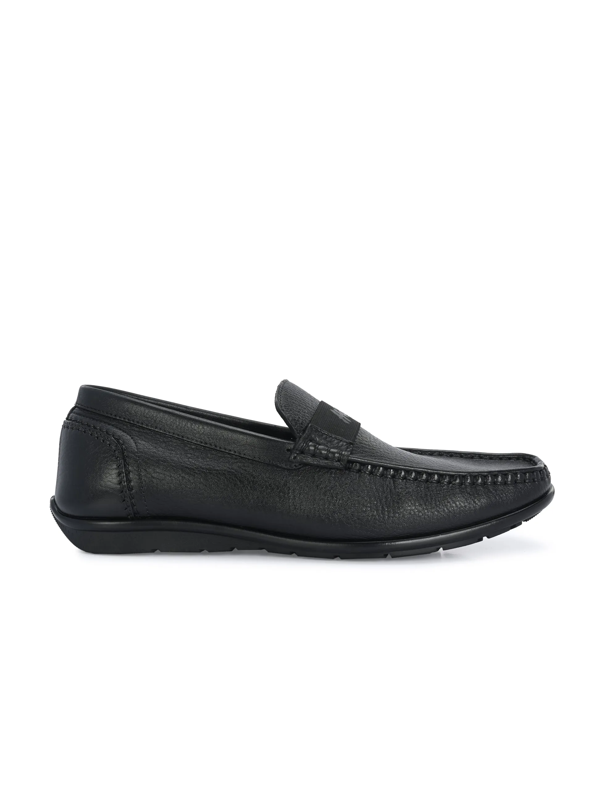 HITZJ_1 Mocassins décontractés en cuir noir pour hommes