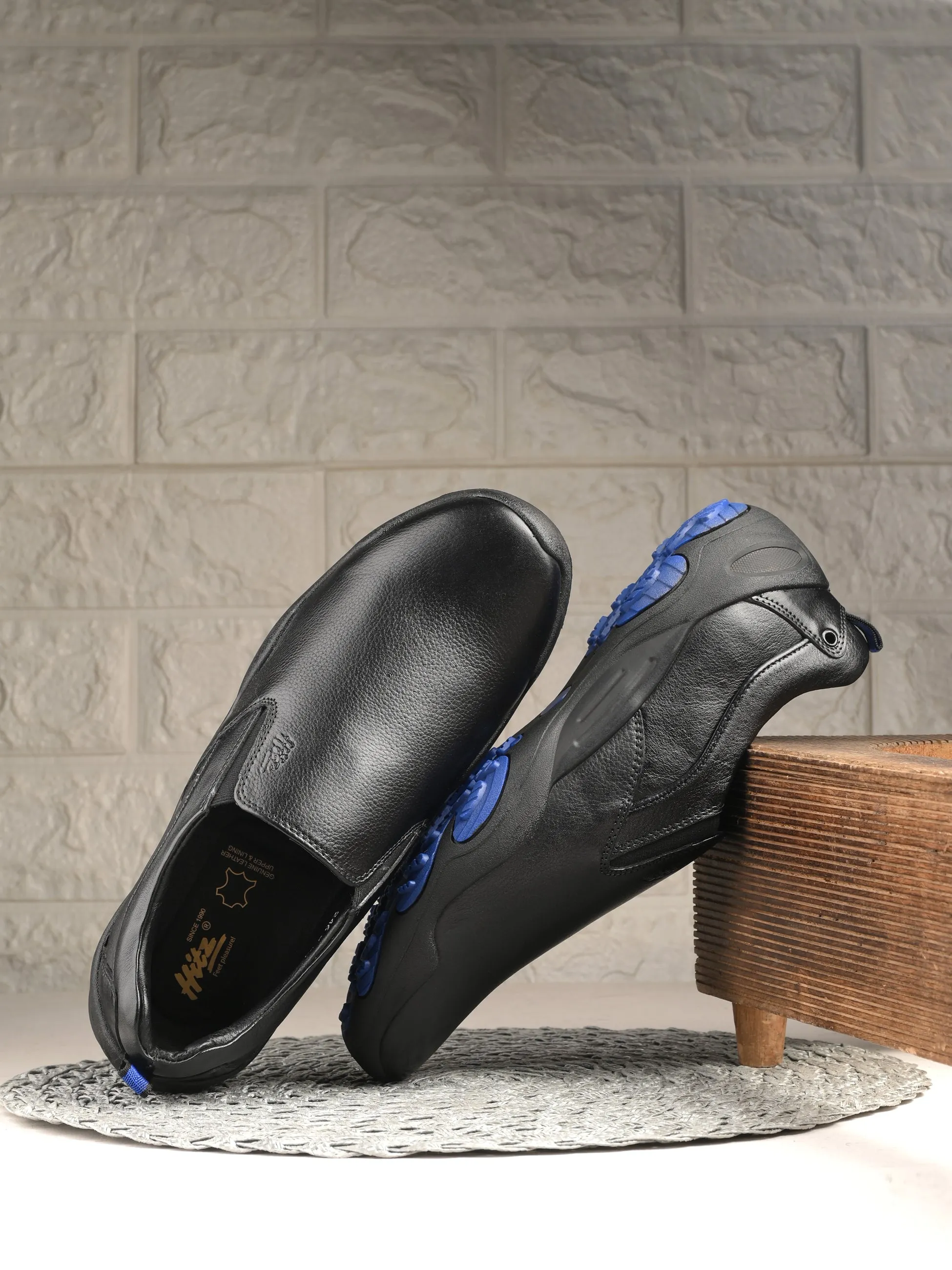 Chaussures en cuir noir pour hommes HITZS_55