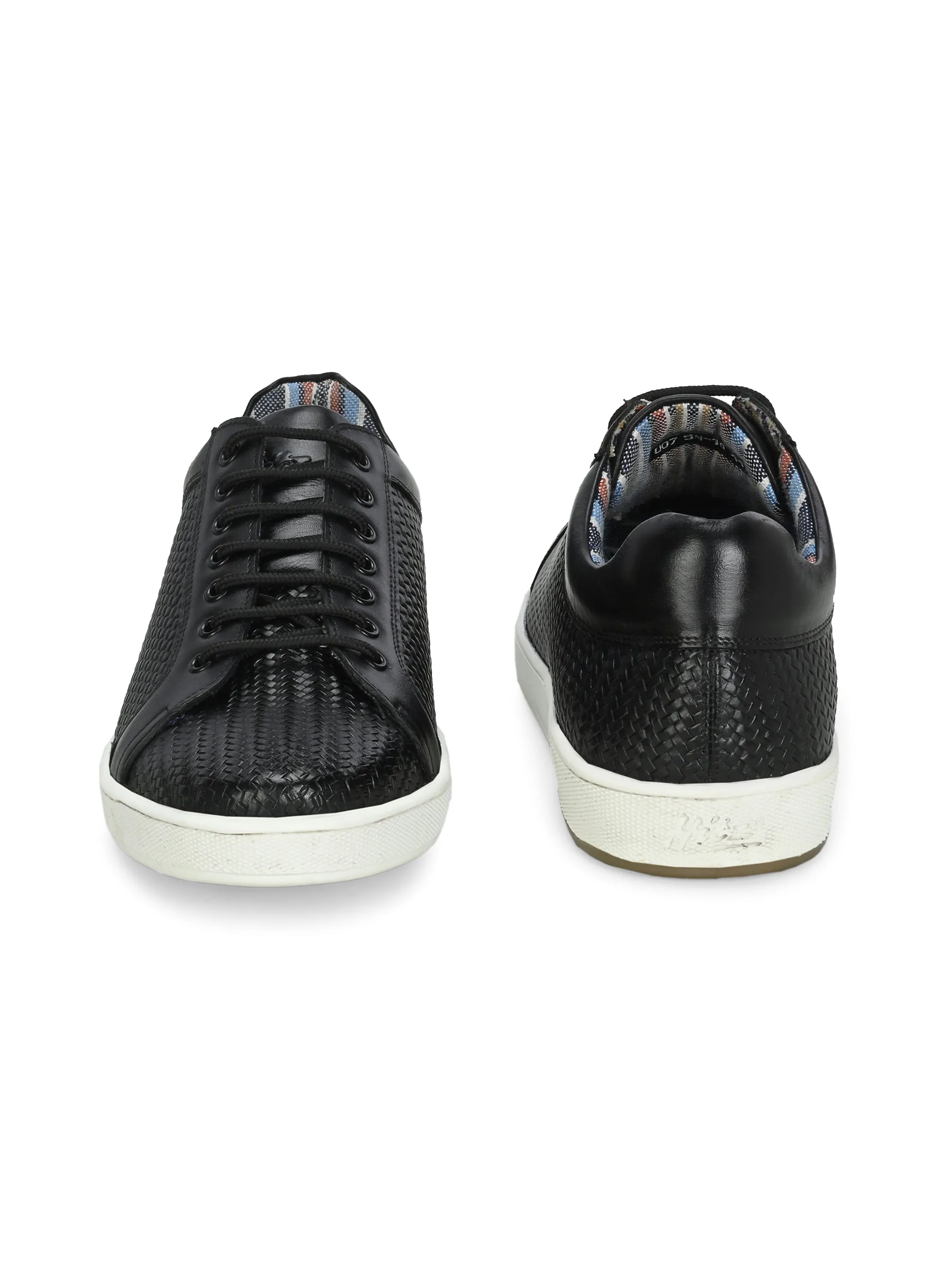 HITZSN_10 - Chaussure de sport en cuir noir à lacets pour homme