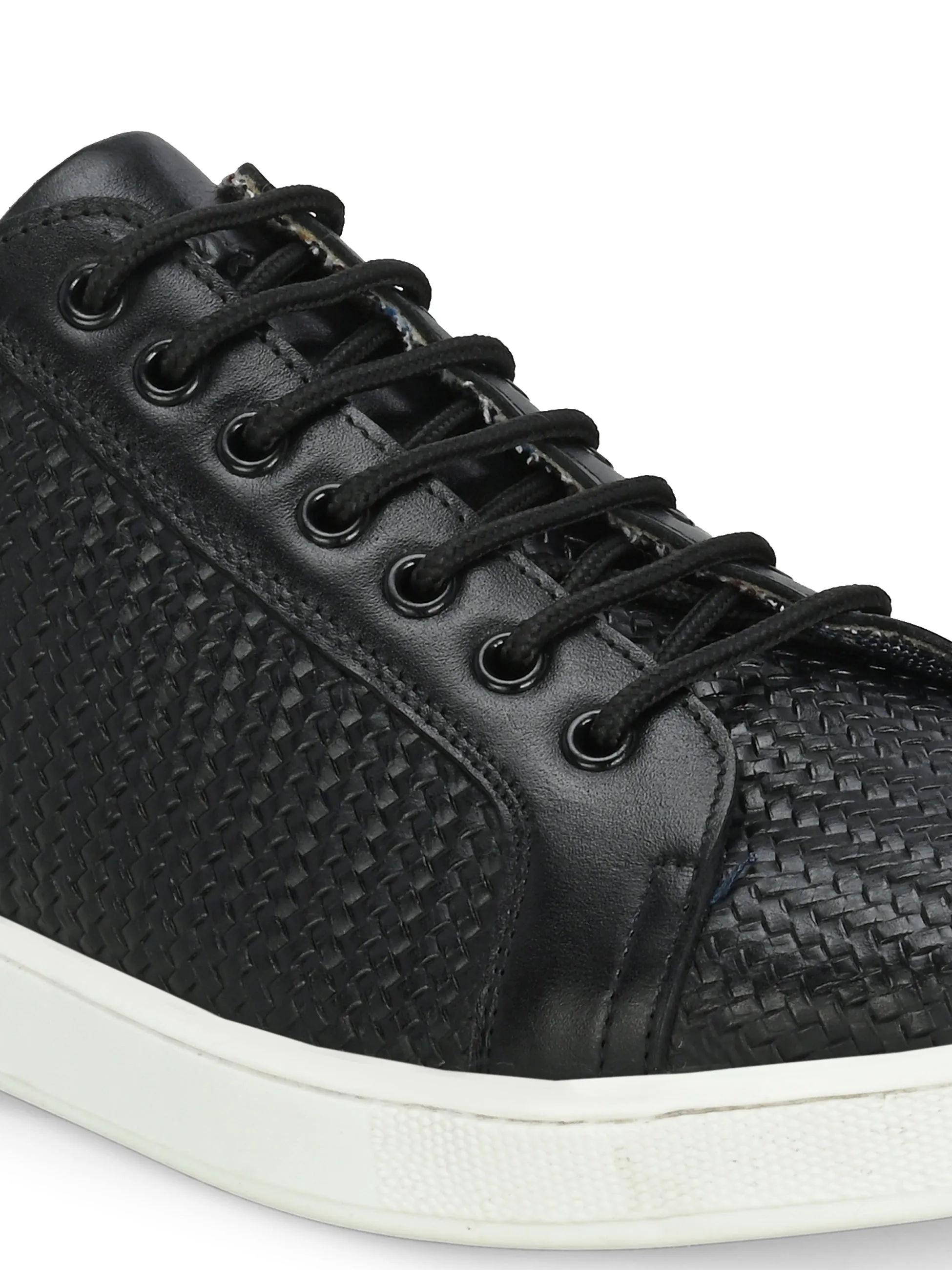 HITZSN_10 - Chaussure de sport en cuir noir à lacets pour homme