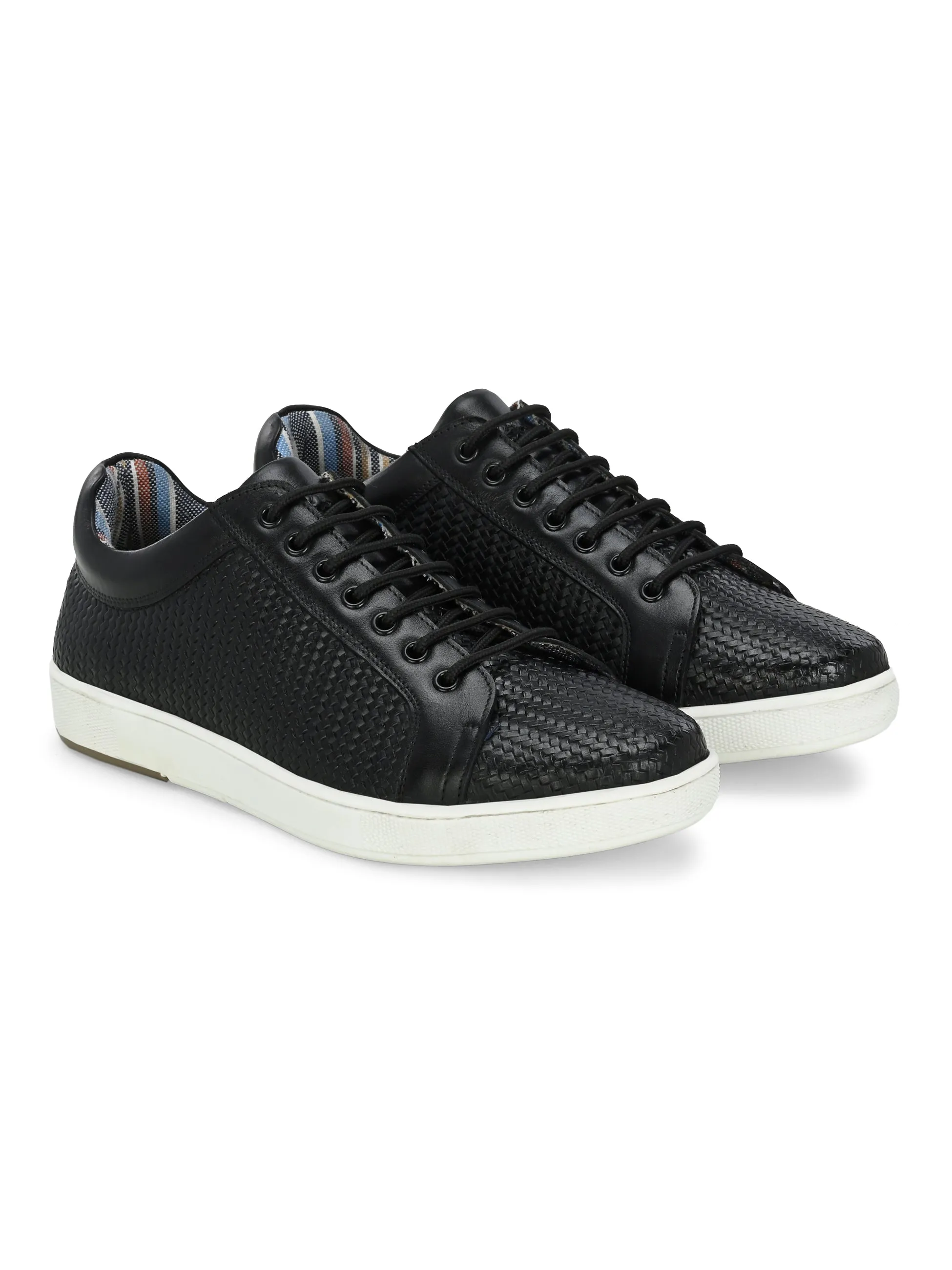 HITZSN_10 - Chaussure de sport en cuir noir à lacets pour homme