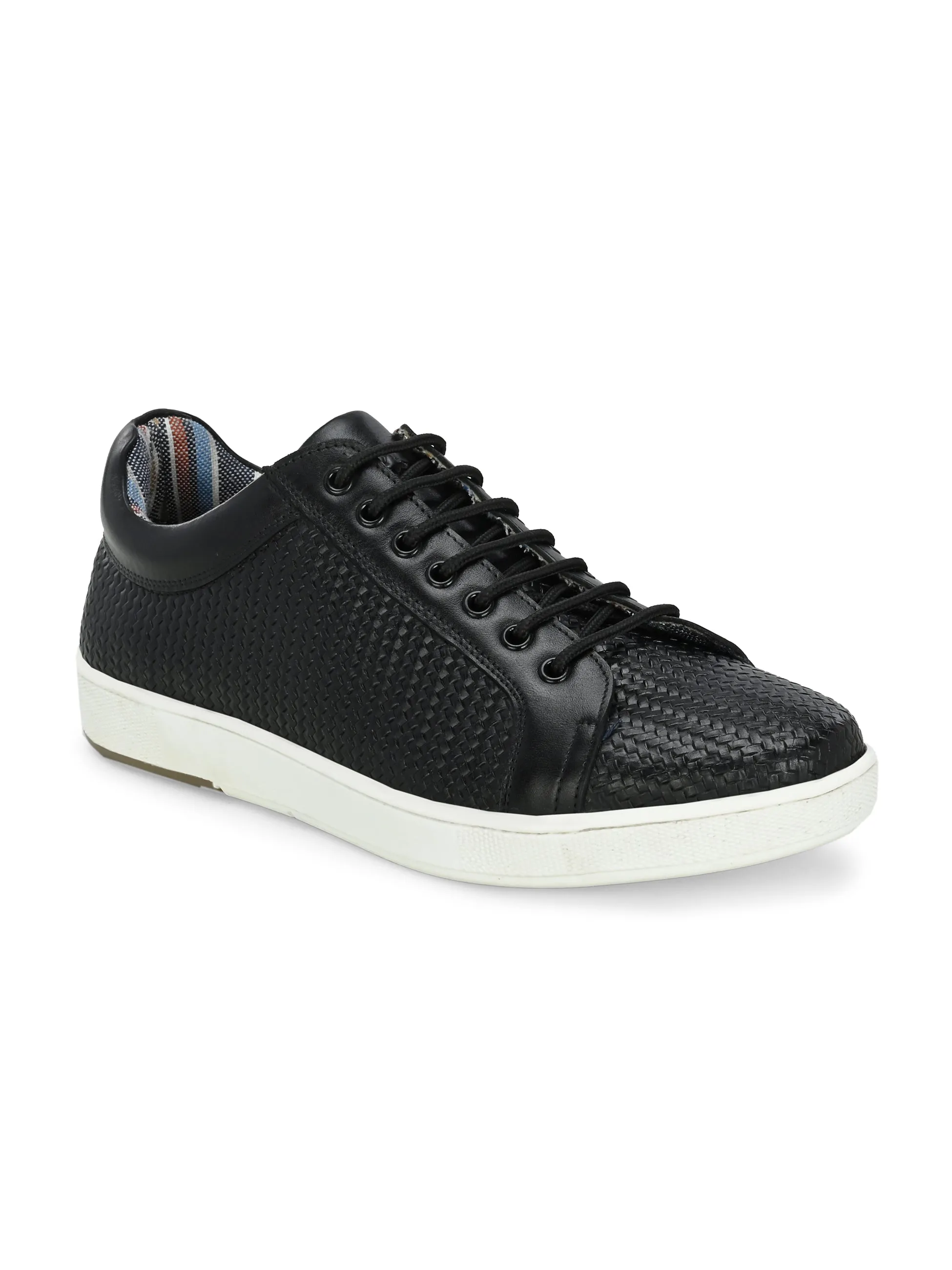 HITZSN_10 - Chaussure de sport en cuir noir à lacets pour homme