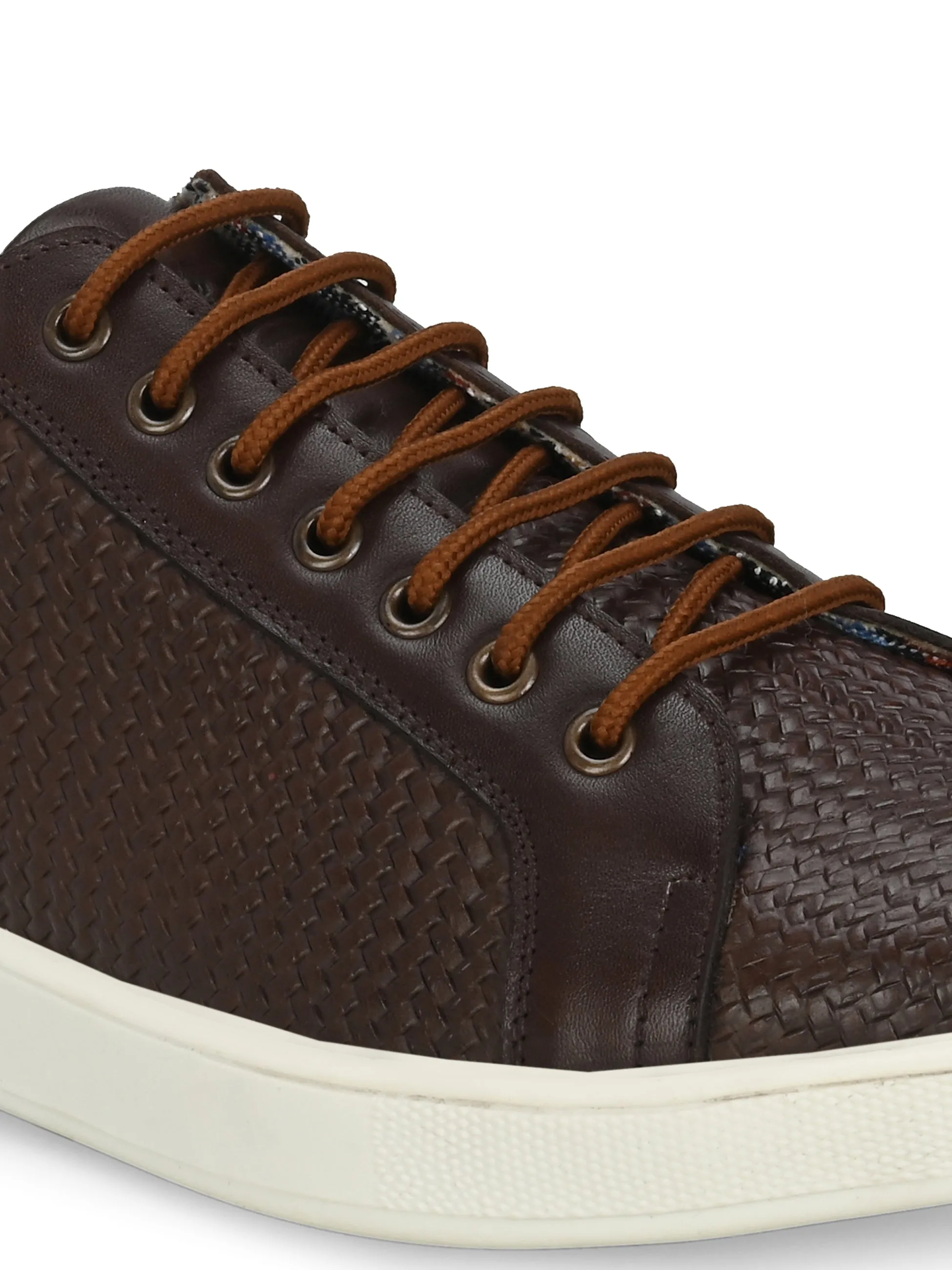 HITZSN_10 - Chaussure de sport en cuir marron à lacets pour homme