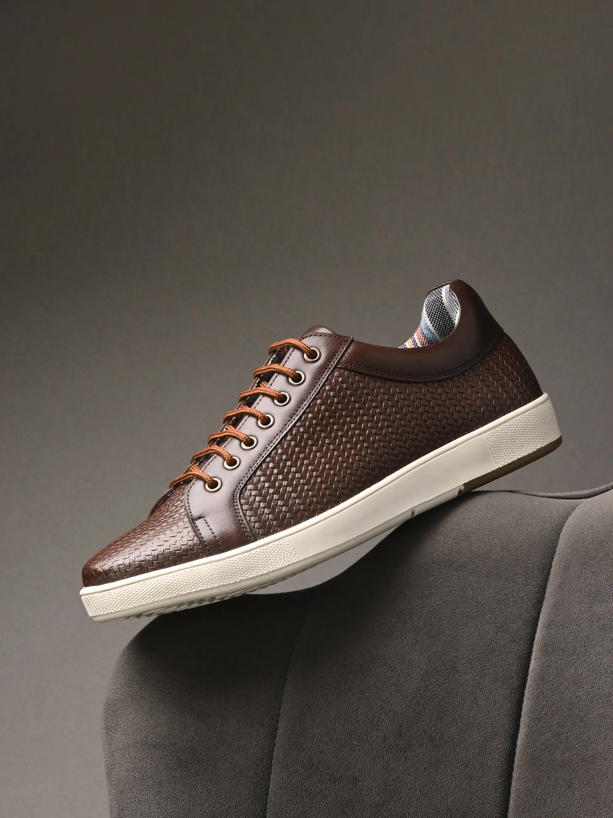 HITZSN_10 - Chaussure de sport en cuir marron à lacets pour homme