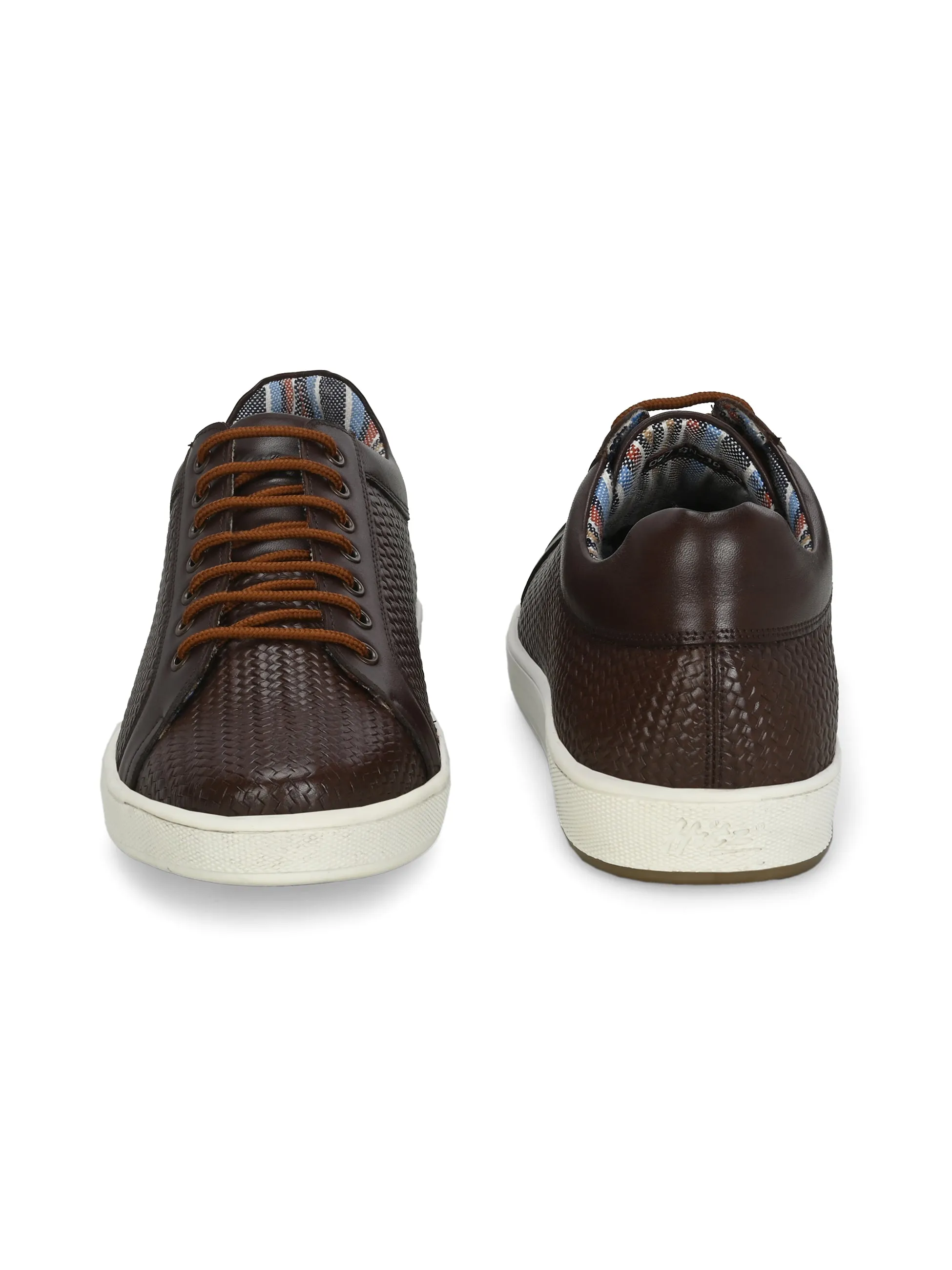 HITZSN_10 - Chaussure de sport en cuir marron à lacets pour homme