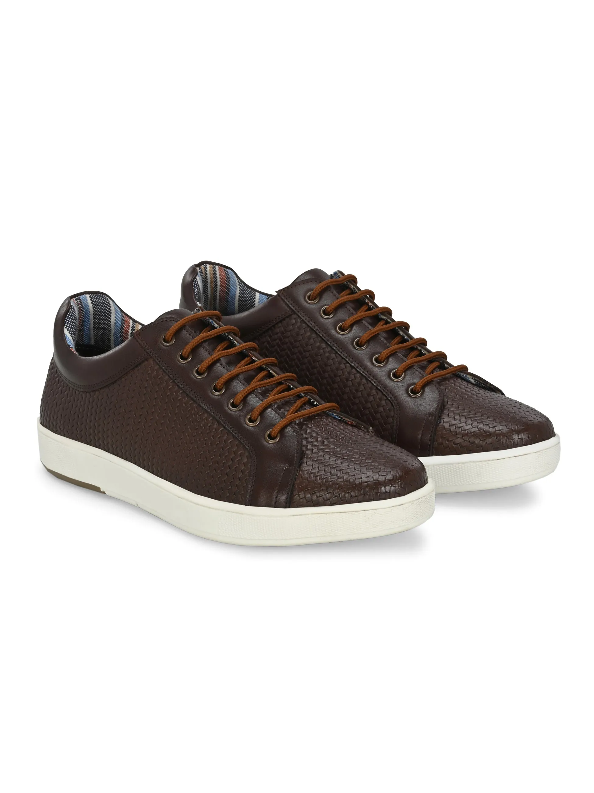 HITZSN_10 - Chaussure de sport en cuir marron à lacets pour homme