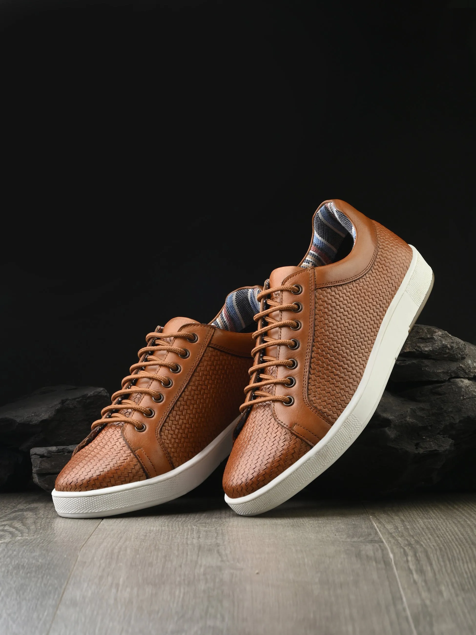 HITZSN_10 - Basket à lacets en cuir brun pour homme