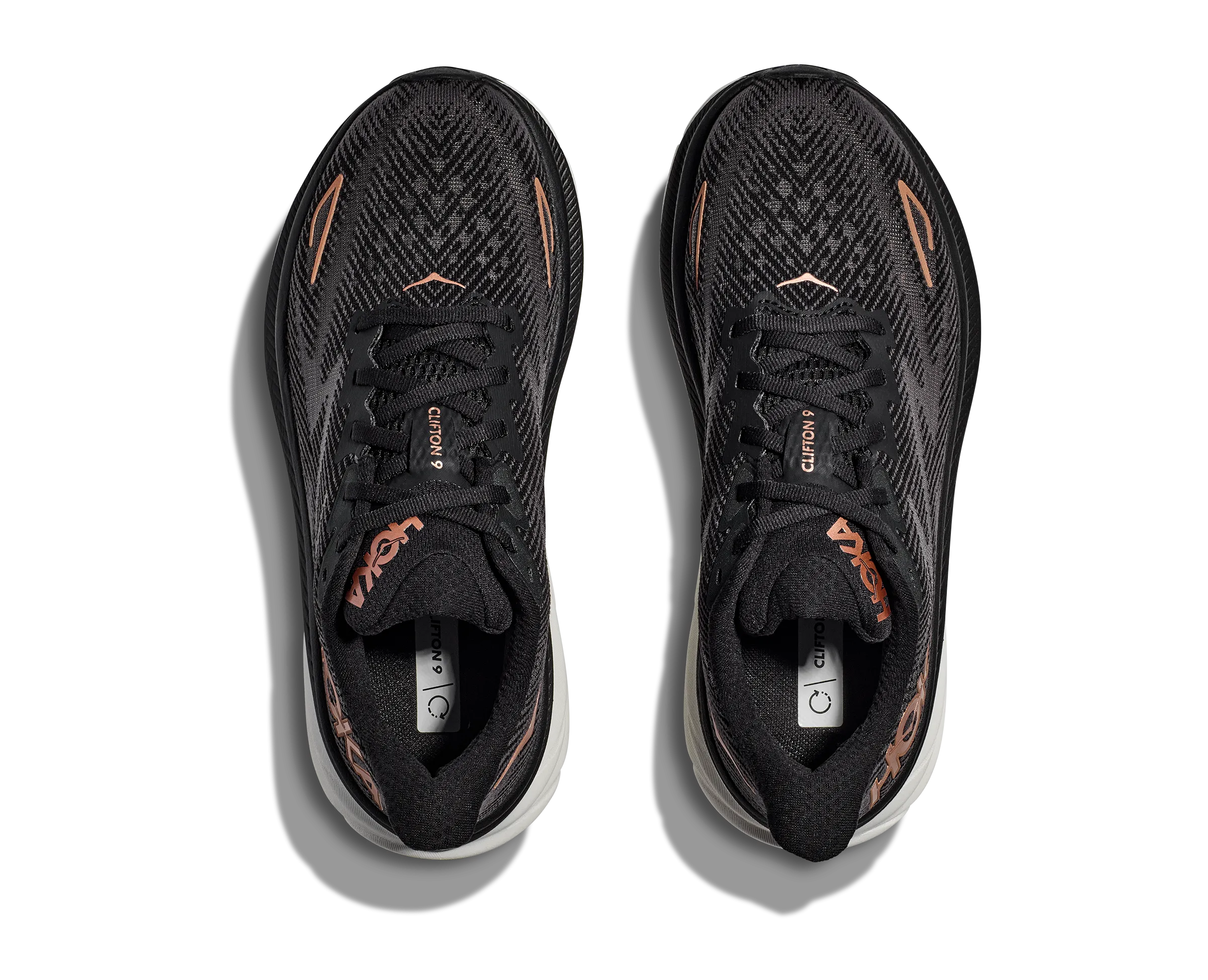 Hoka Femmes Clifton 9 - Noir/Or Rose (1127896-BRGL) Chaussures Hoka