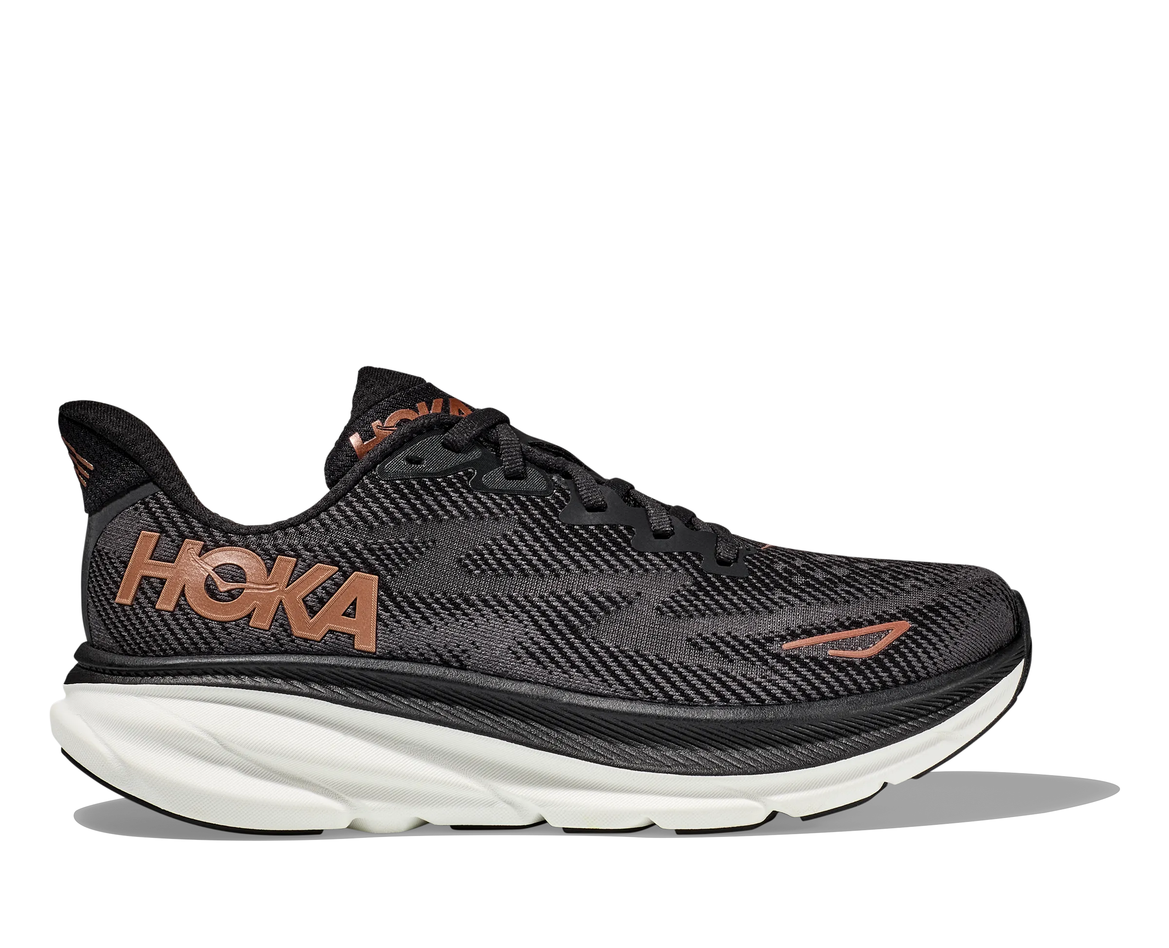 Hoka Femmes Clifton 9 - Noir/Or Rose (1127896-BRGL) Chaussures Hoka
