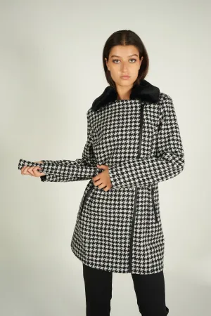 Houndstooth pattern long coat - LL00551 - (E-C8)