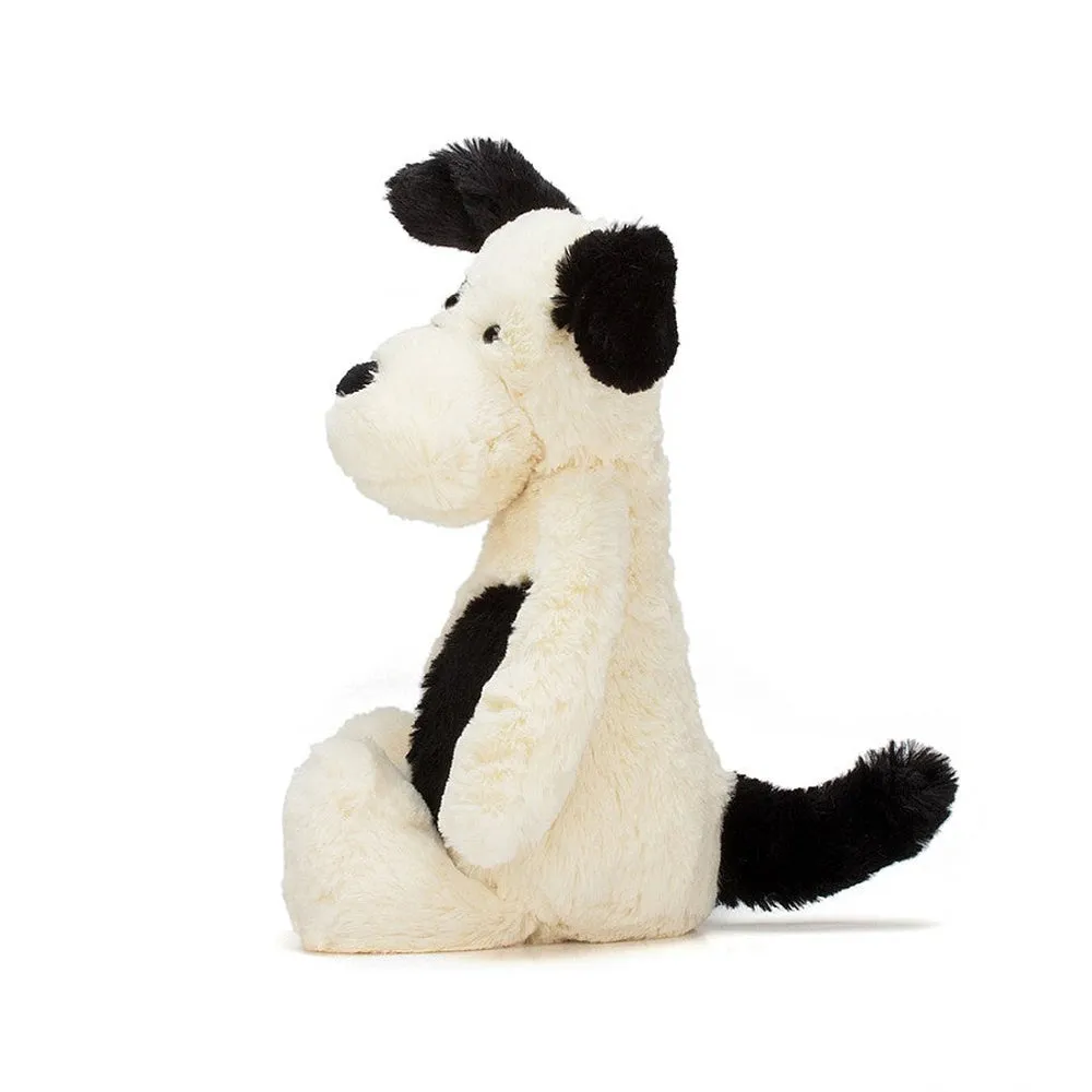 Jellycat petit chien timide noir et crème