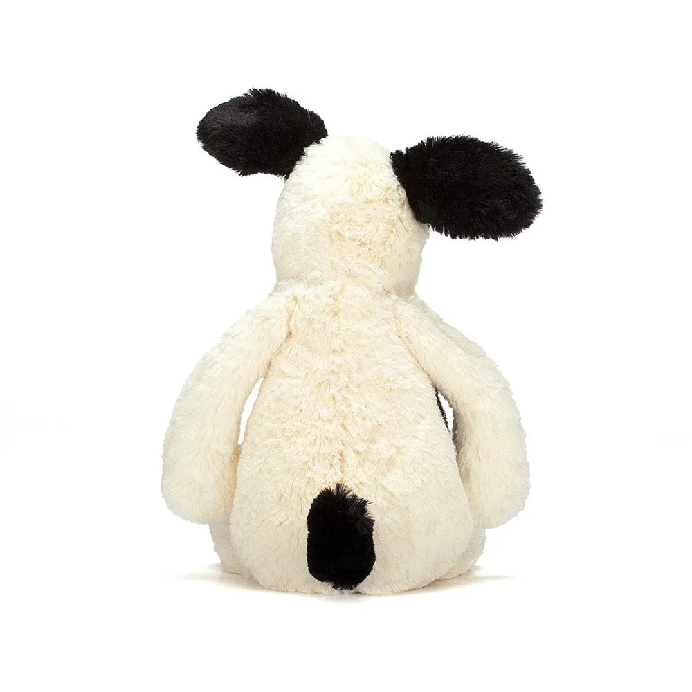Jellycat petit chien timide noir et crème