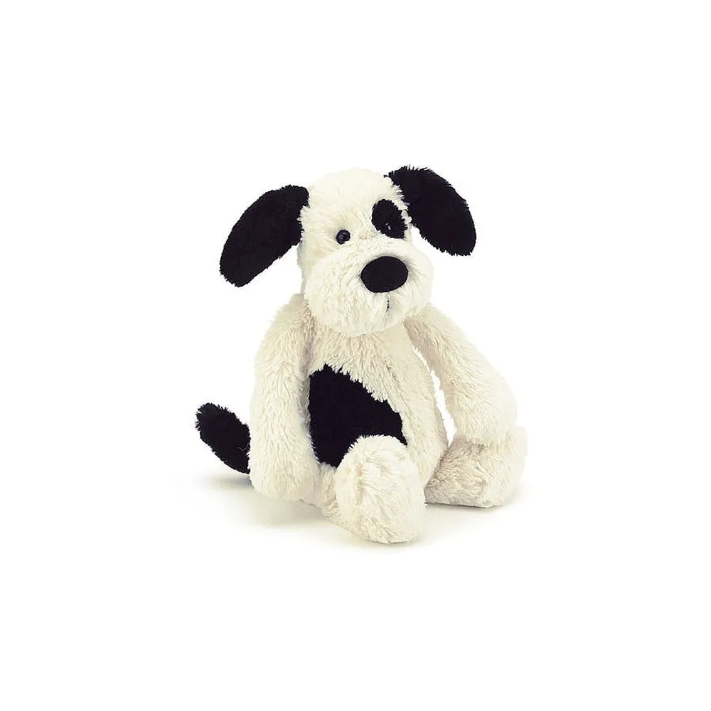 Jellycat petit chien timide noir et crème