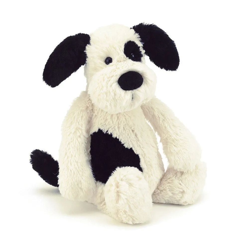 Jellycat chiot timide original noir et crème