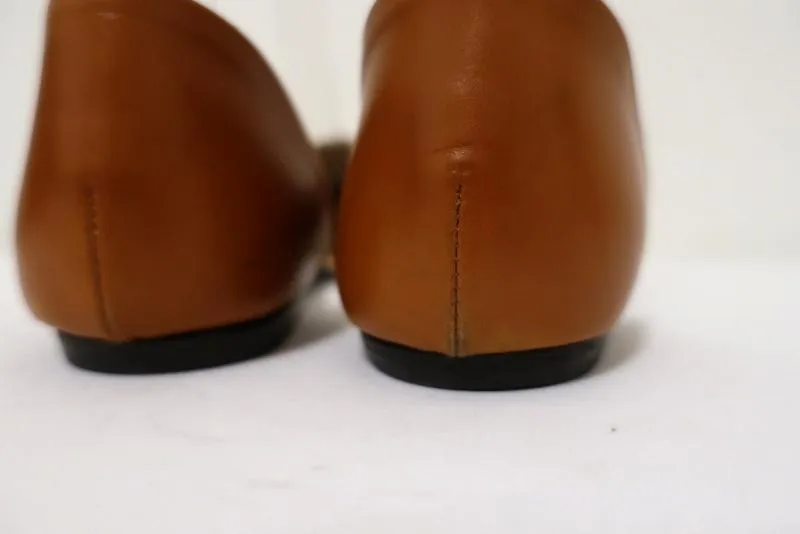 Jenni Kayne Escarpins d'Orsay Crème en peau de serpent et cuir marron Taille 37.5
