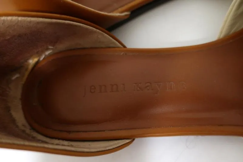 Jenni Kayne Escarpins d'Orsay Crème en peau de serpent et cuir marron Taille 37.5