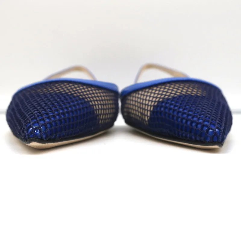 Jimmy Choo Fetto Escarpins à Lanière Bleu Électrique Verni & Mesh Taille 37.5 NEUF