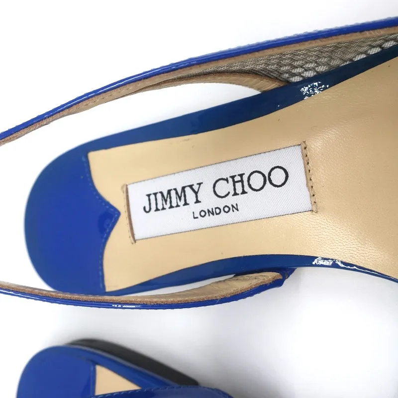 Jimmy Choo Fetto Escarpins à Lanière Bleu Électrique Verni & Mesh Taille 37.5 NEUF