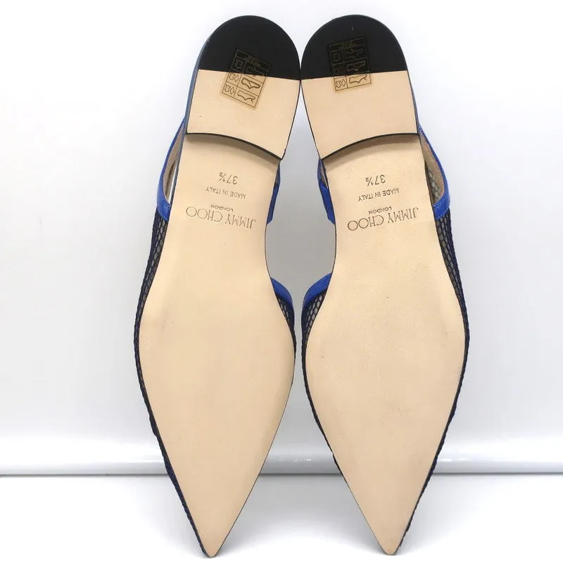 Jimmy Choo Fetto Escarpins à Lanière Bleu Électrique Verni & Mesh Taille 37.5 NEUF