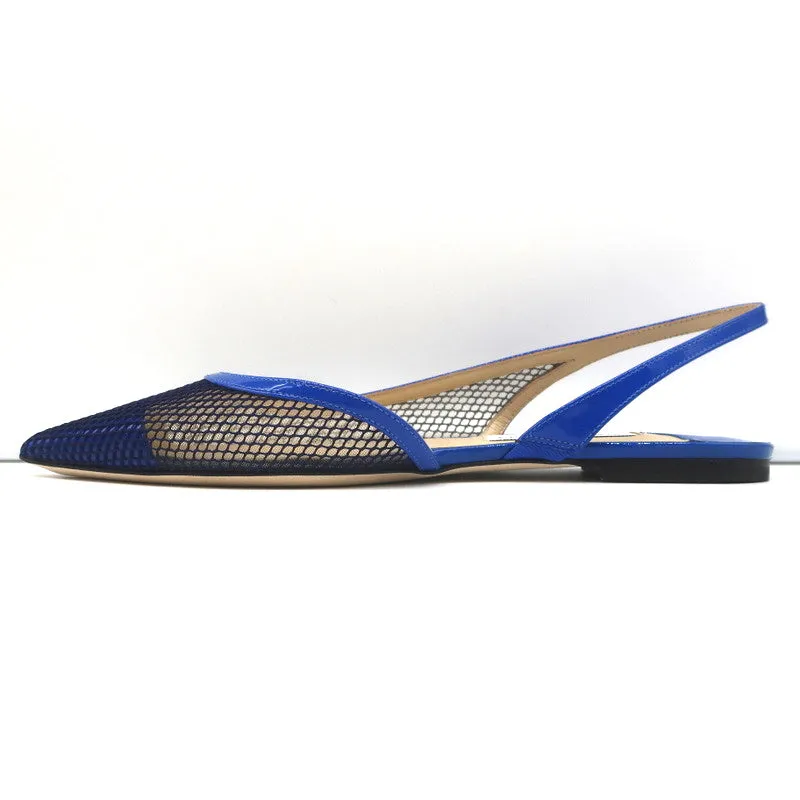 Jimmy Choo Fetto Escarpins à Lanière Bleu Électrique Verni & Mesh Taille 37.5 NEUF