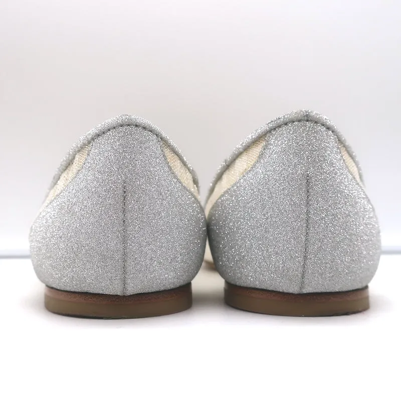 Jimmy Choo Love Escarpins à bouts pointus en tulle pailleté argenté taille 39