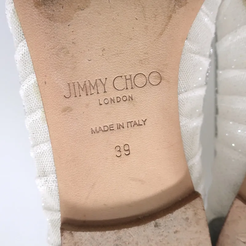 Jimmy Choo Love Escarpins à bouts pointus en tulle pailleté argenté taille 39