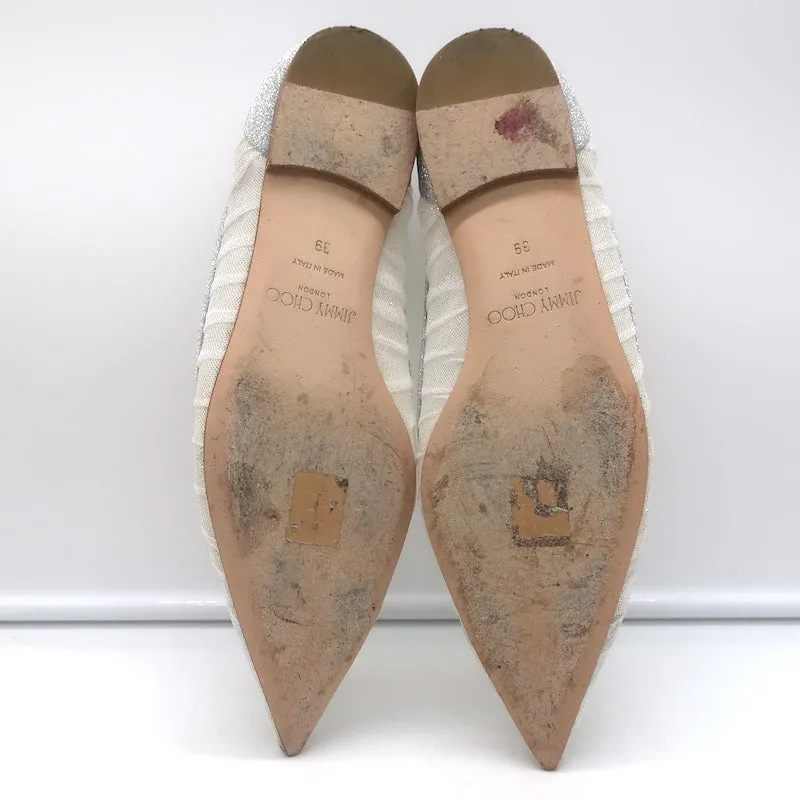 Jimmy Choo Love Escarpins à bouts pointus en tulle pailleté argenté taille 39