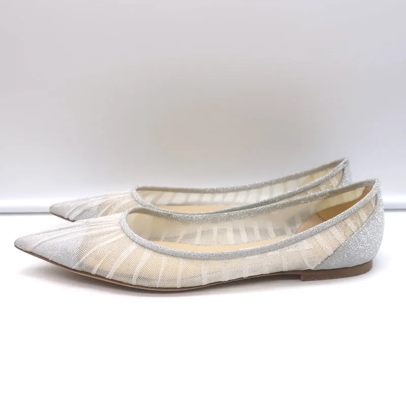 Jimmy Choo Love Escarpins à bouts pointus en tulle pailleté argenté taille 39