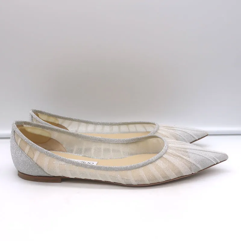 Jimmy Choo Love Escarpins à bouts pointus en tulle pailleté argenté taille 39