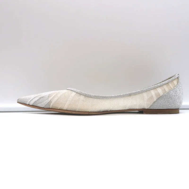 Jimmy Choo Love Escarpins à bouts pointus en tulle pailleté argenté taille 39