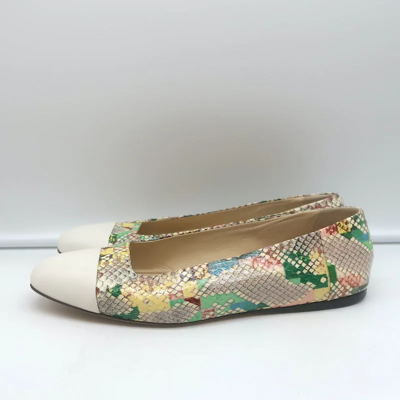 Jimmy Choo Watson Ballerines à Bout Capitonné en Cuir Imprimé Serpent Taille 38