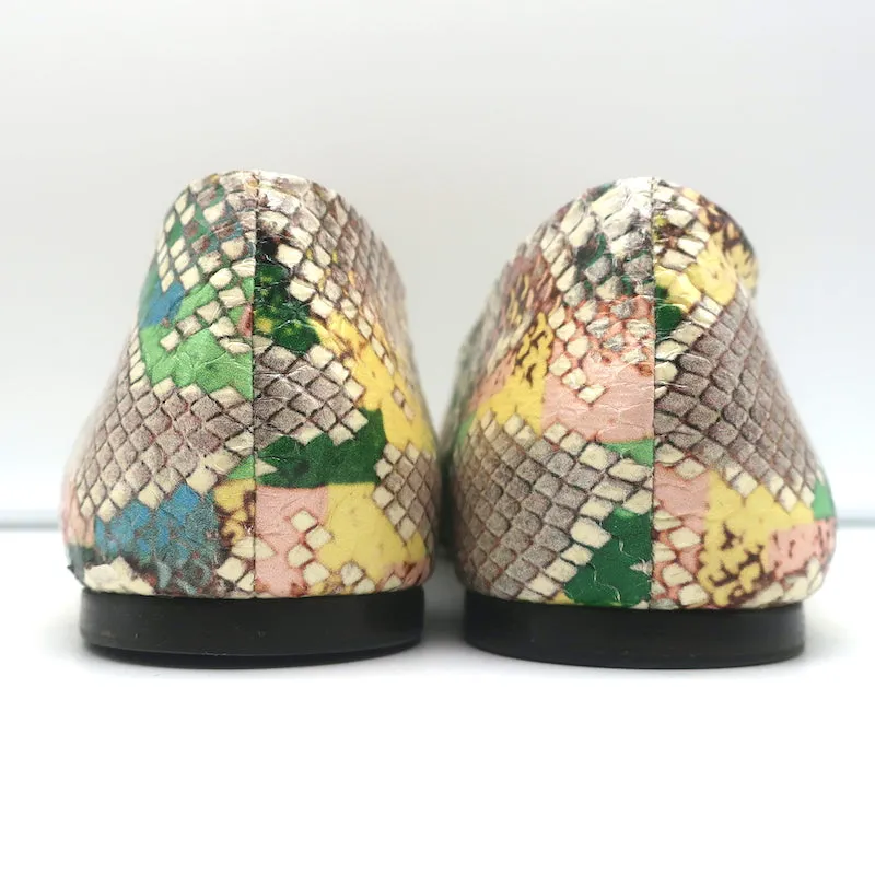 Jimmy Choo Watson Ballerines à Bout Capitonné en Cuir Imprimé Serpent Taille 38