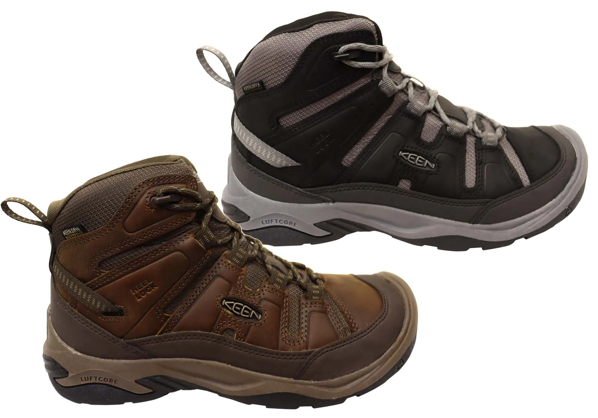 Chaussures de randonnée imperméables Keen Circadia Mid pour hommes en cuir à large ajustement