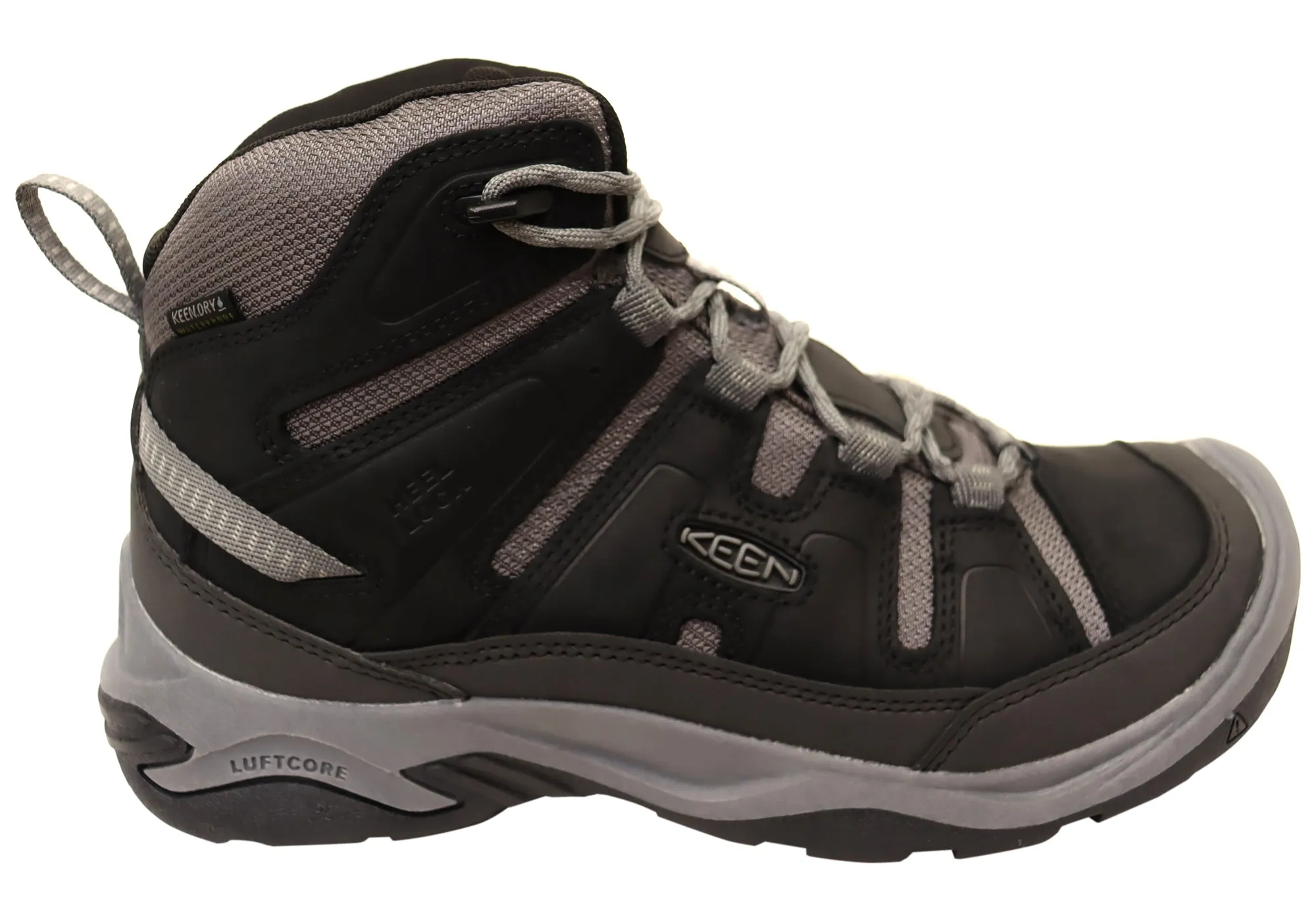 Chaussures de randonnée imperméables Keen Circadia Mid pour hommes en cuir à large ajustement