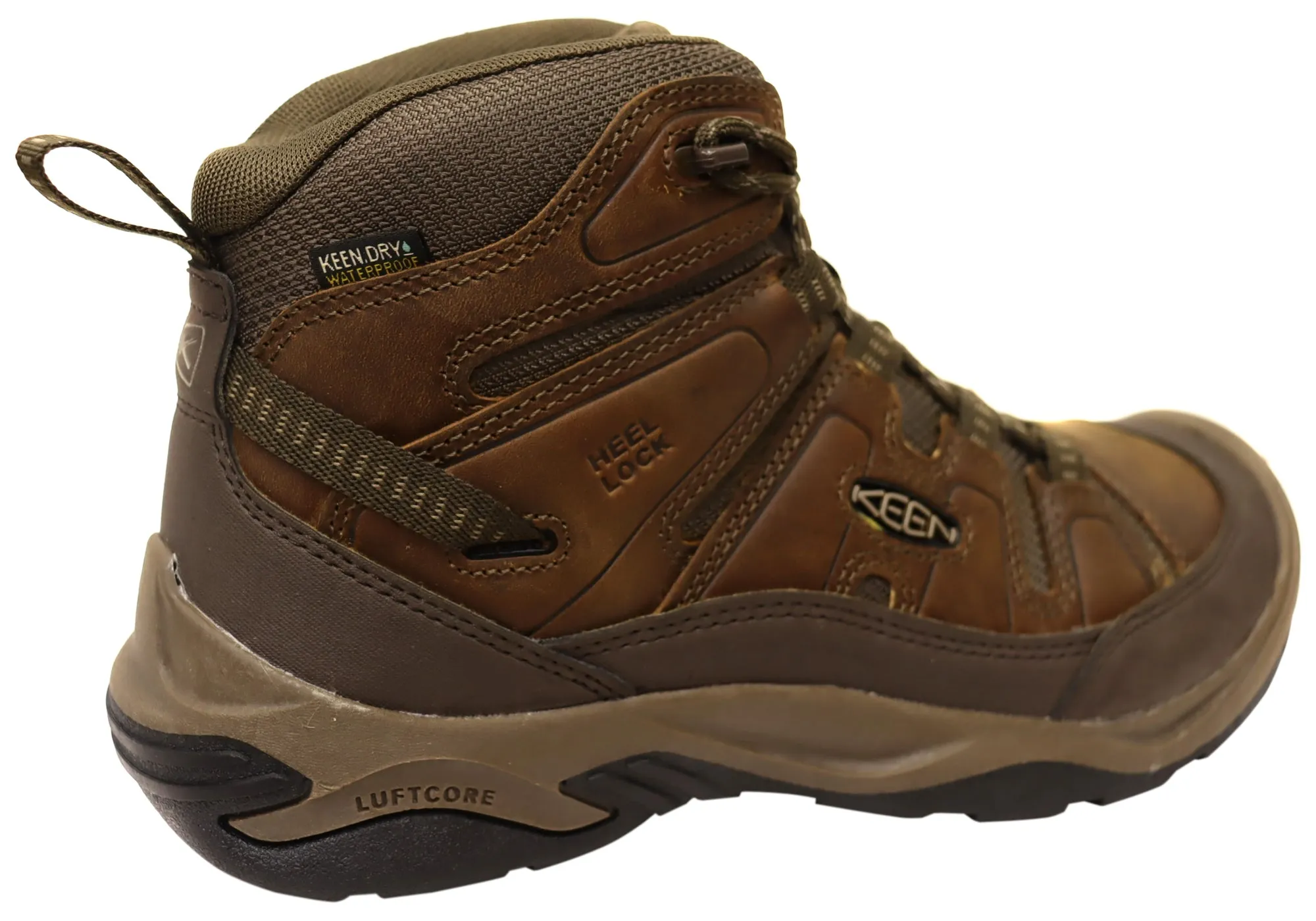 Chaussures de randonnée imperméables Keen Circadia Mid pour hommes en cuir à large ajustement