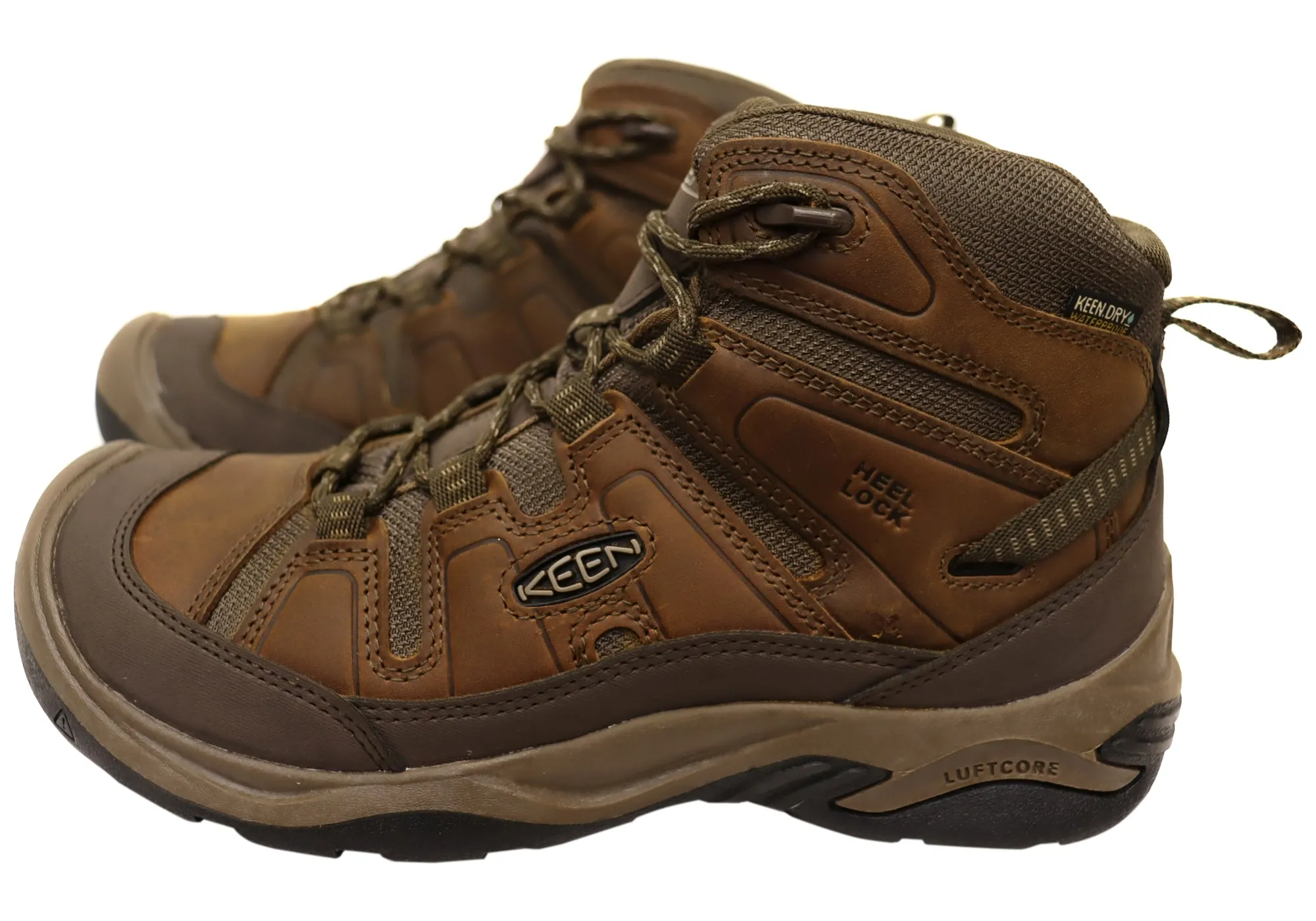 Chaussures de randonnée imperméables Keen Circadia Mid pour hommes en cuir à large ajustement