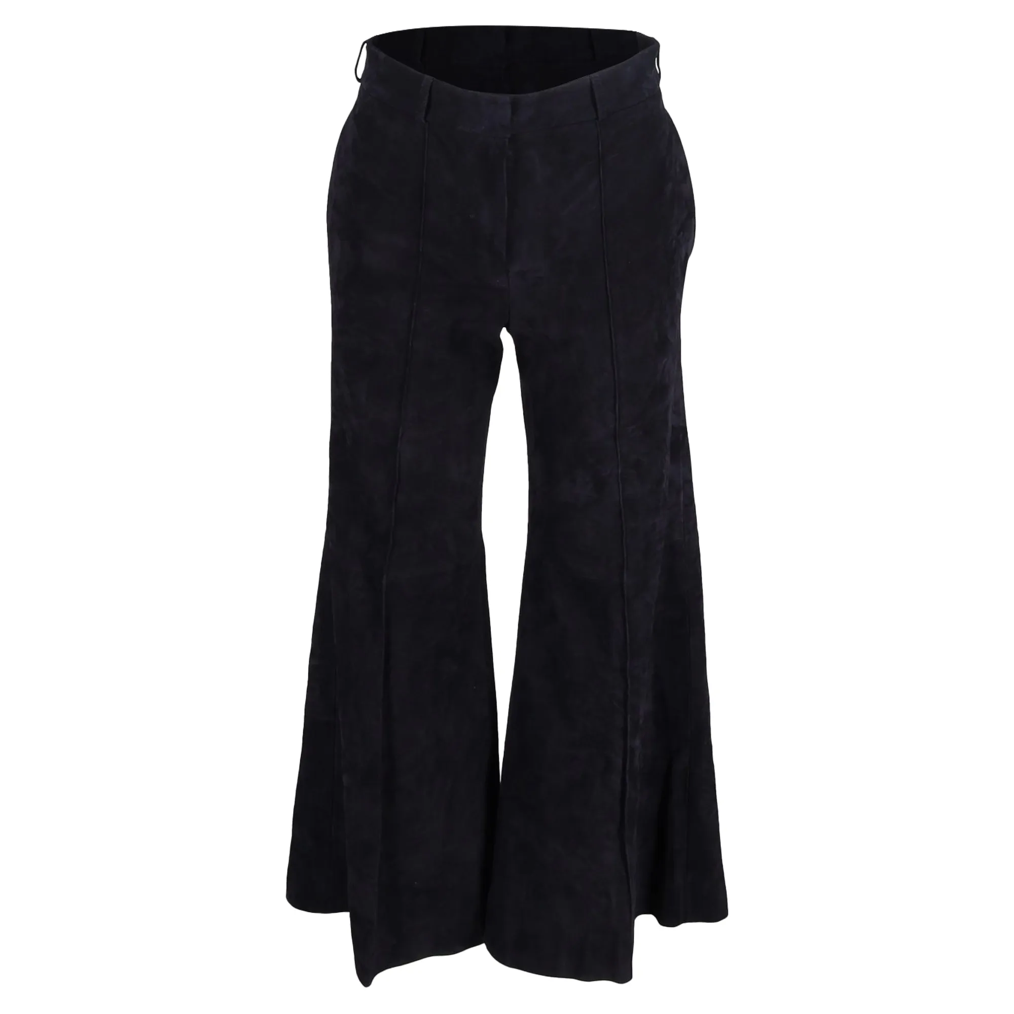 Pantalon cloche à taille haute Khaite en daim noir